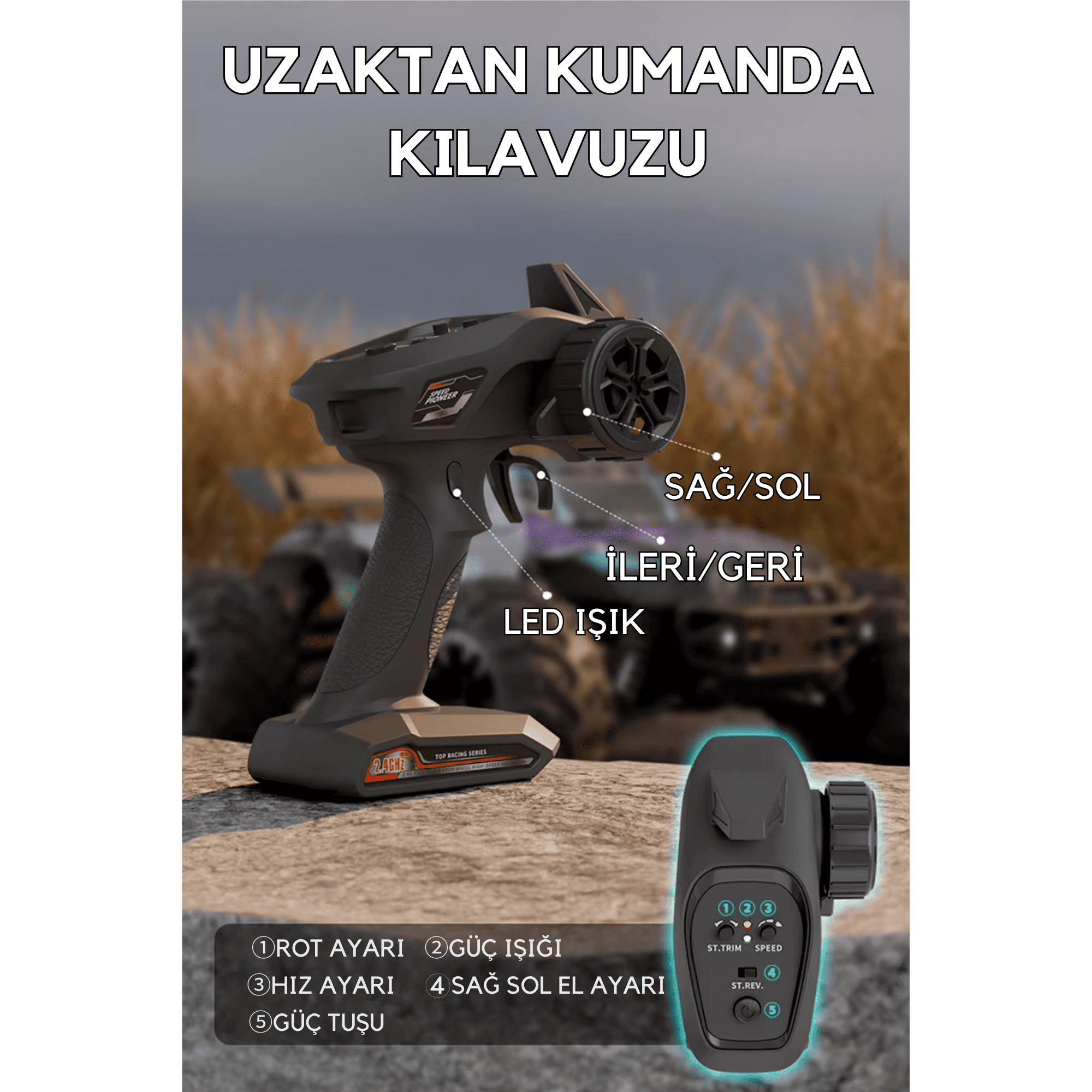 Uzaktan Kumandalı 50 Km/hız Yapan Rc Araba, Suv 4x4 Full Iç Metal Kasa Şarjlı Fonksiyonlu Dev Araba Mor