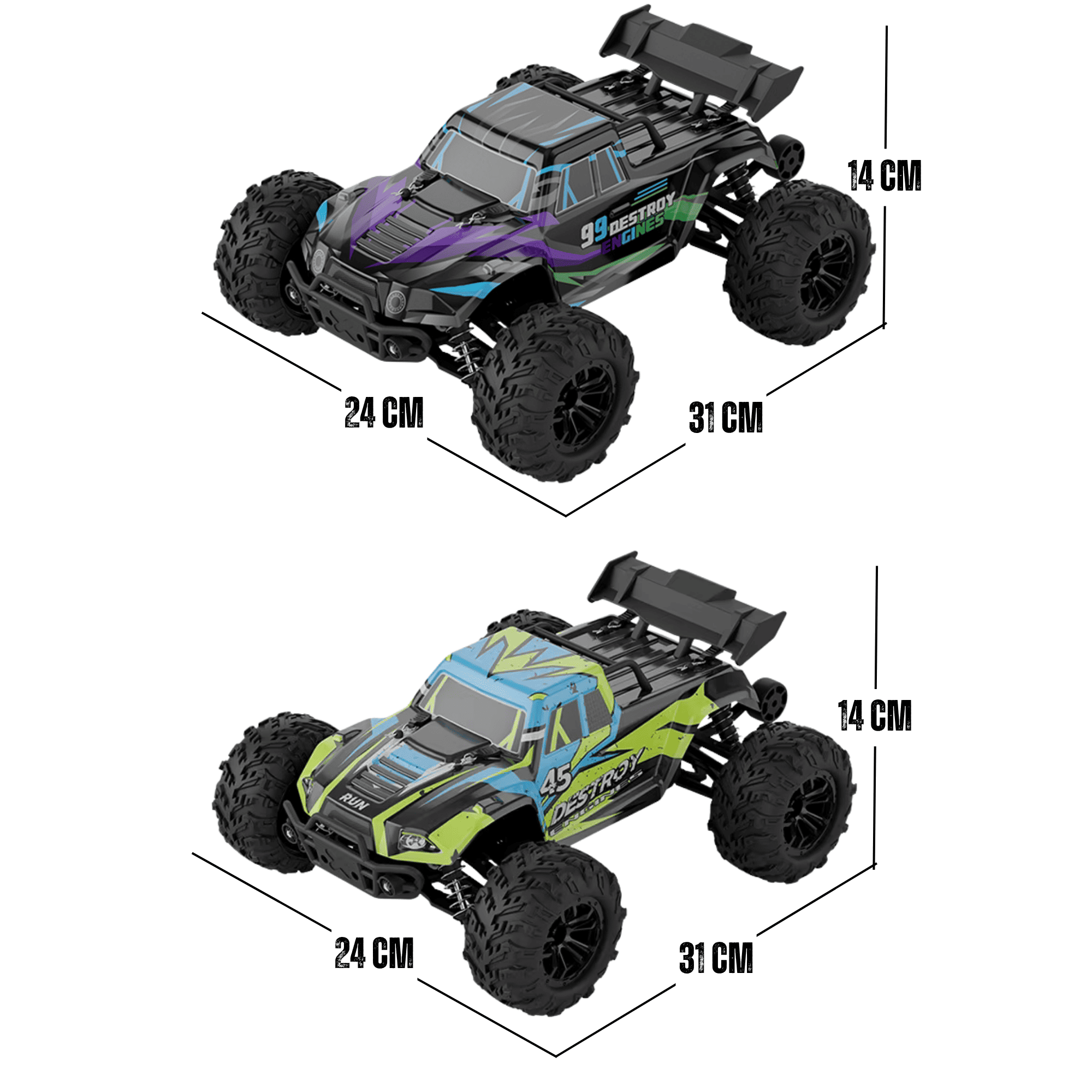 Uzaktan Kumandalı 50 Km/hız Yapan Rc Araba, Suv 4x4 Full Iç Metal Kasa Şarjlı Fonksiyonlu Dev Araba Mor