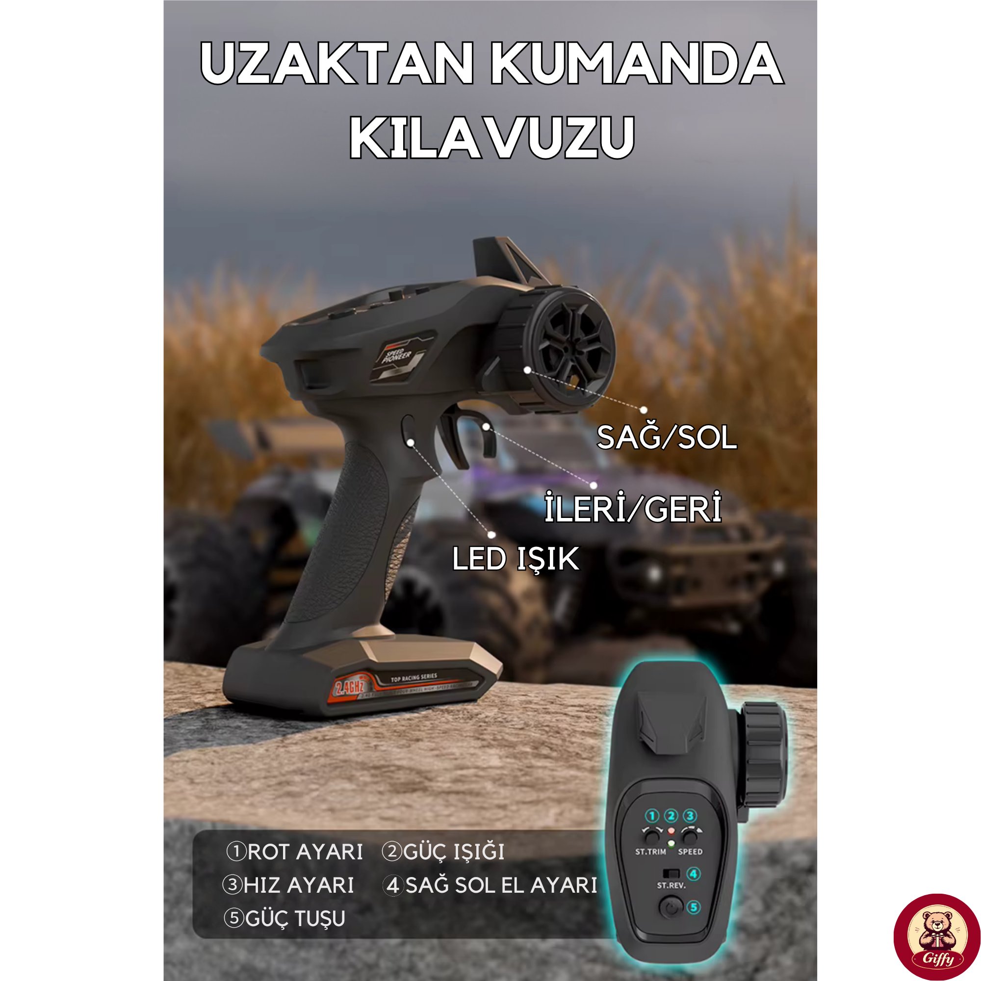 Uzaktan Kumandalı 50 Km/Hız Yapan RC Araba, SUV 4X4 Full İç Metal Kasa Şarjlı Fonksiyonlu Dev Araba (Mor)