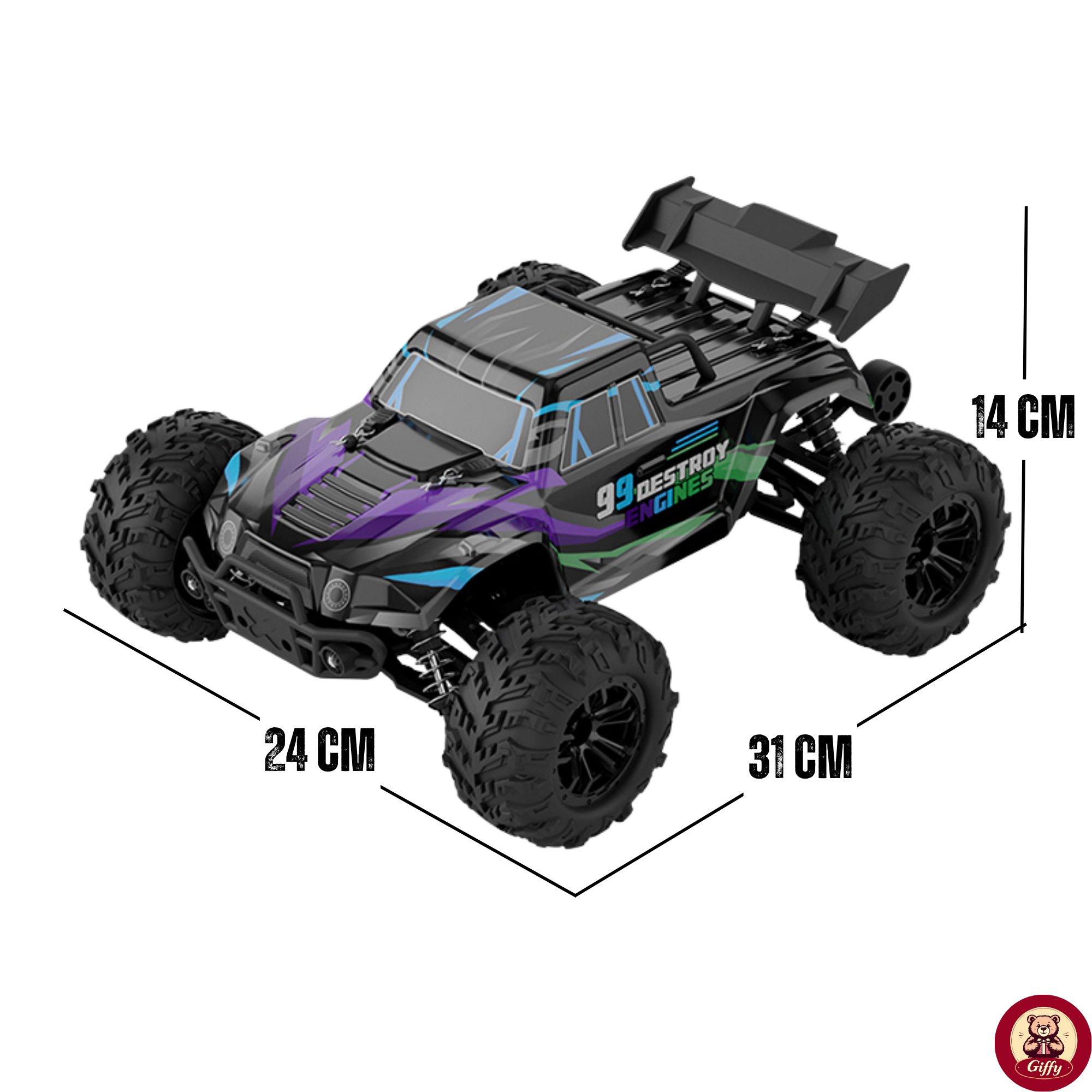 Uzaktan Kumandalı 50 Km/Hız Yapan RC Araba, SUV 4X4 Full İç Metal Kasa Şarjlı Fonksiyonlu Dev Araba (Mor)