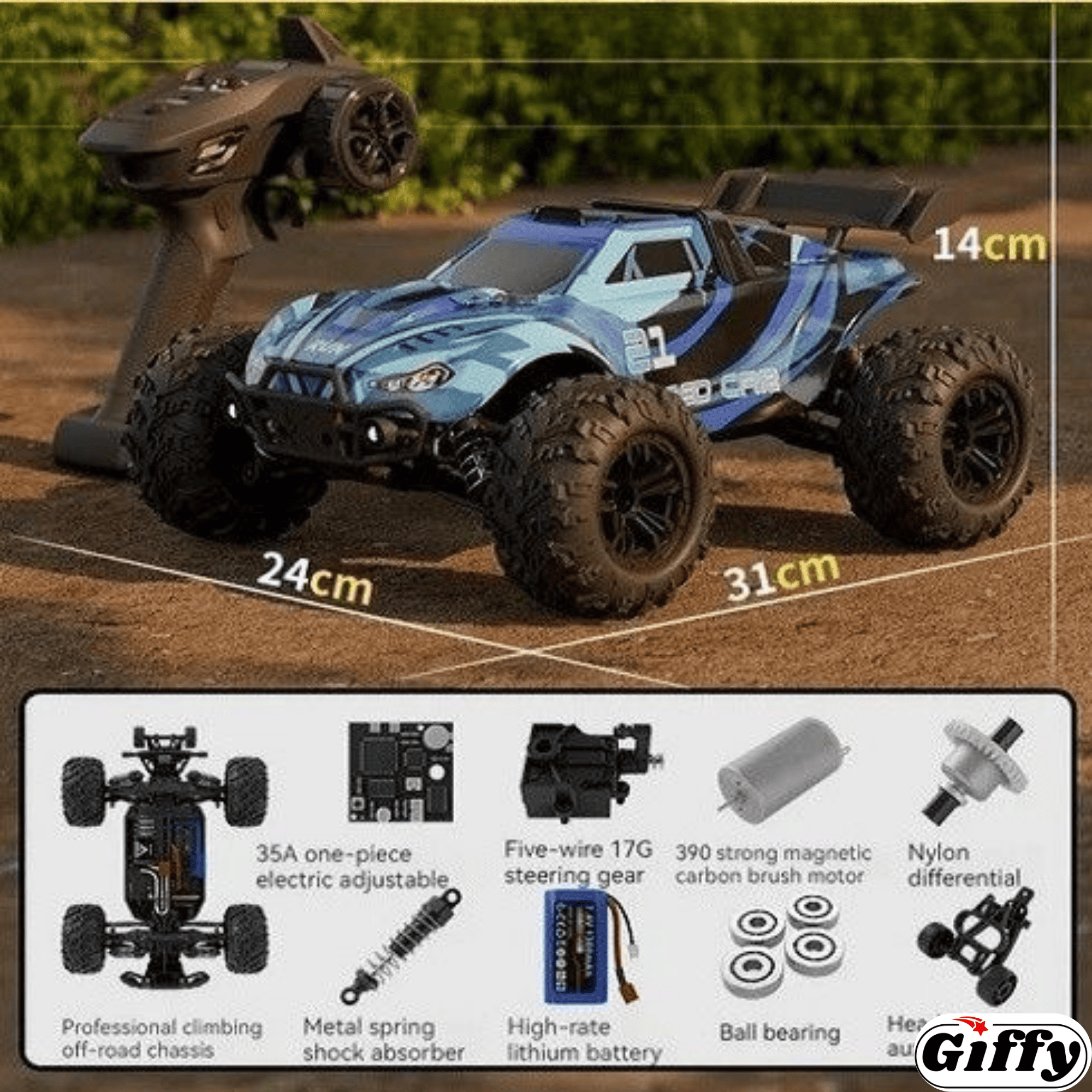 Uzaktan Kumandalı 50 Km/hız Yapan Rc Araba, Suv 4x4 Full Iç Metal Kasa Şarjlı Fonksiyonlu Dev Araba Mor ve Mavi