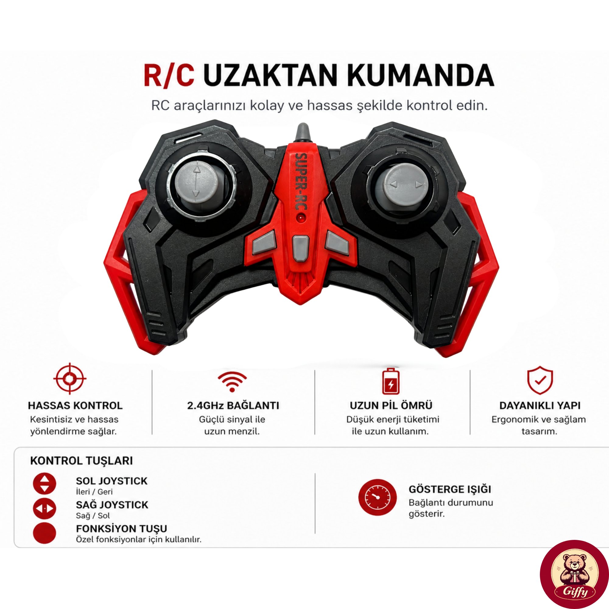 Uzaktan Kumandalı Kırılmaz Sünger Teker 20 KM/H Yapabilen 4X4 Akrobatik Drift RC Araba LED Işıklı 360° Dönebilen Şarjlı 2.4GHz Takla Atabilen