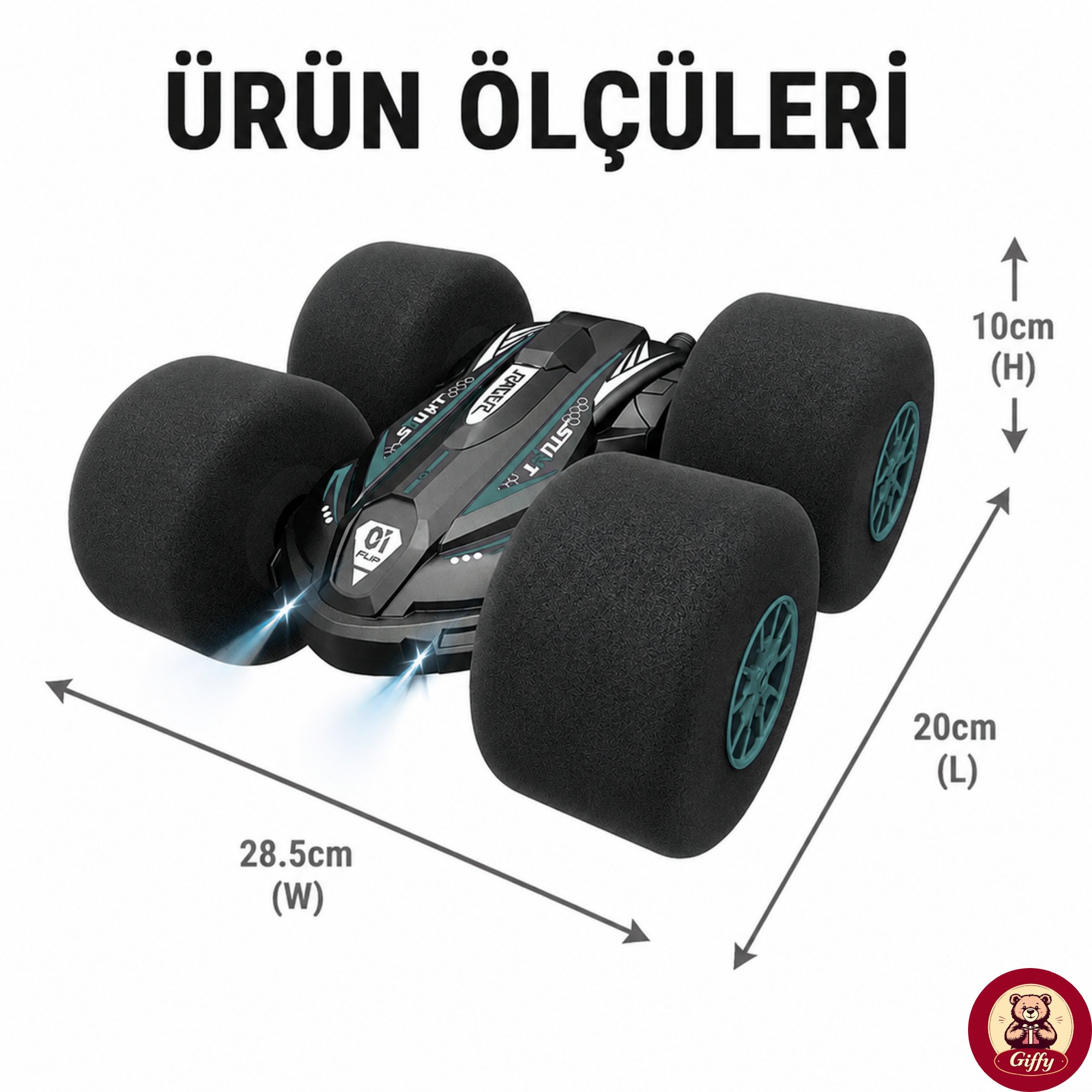 Uzaktan Kumandalı Kırılmaz Sünger Teker 20 KM/H Yapabilen 4X4 Akrobatik Drift RC Araba LED Işıklı 360° Dönebilen Şarjlı 2.4GHz Takla Atabilen