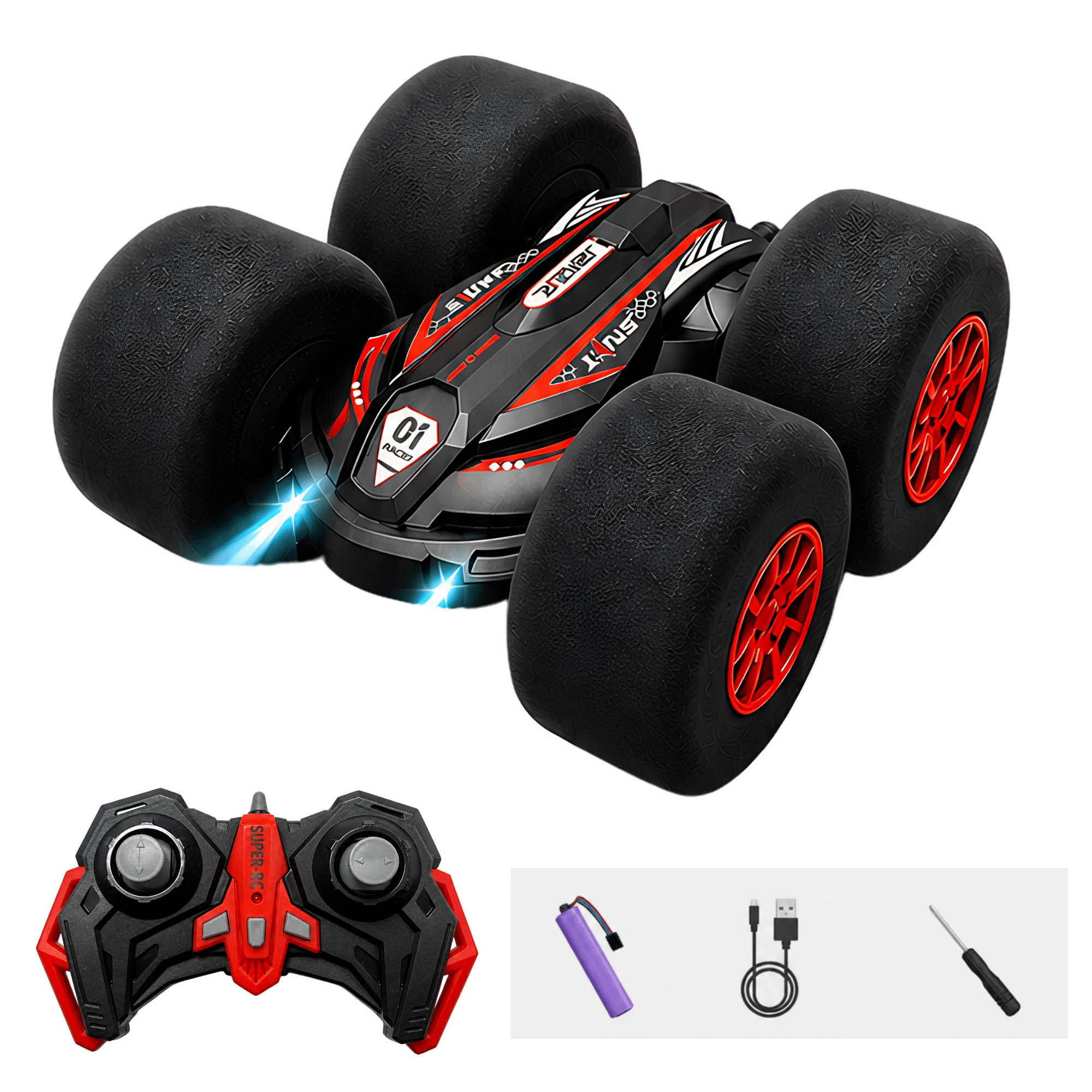 Uzaktan Kumandalı Kırılmaz Sünger Teker 20 KM/H Yapabilen 4X4 Akrobatik Drift RC Araba LED Işıklı 360° Dönebilen Şarjlı 2.4GHz Takla Atabilen