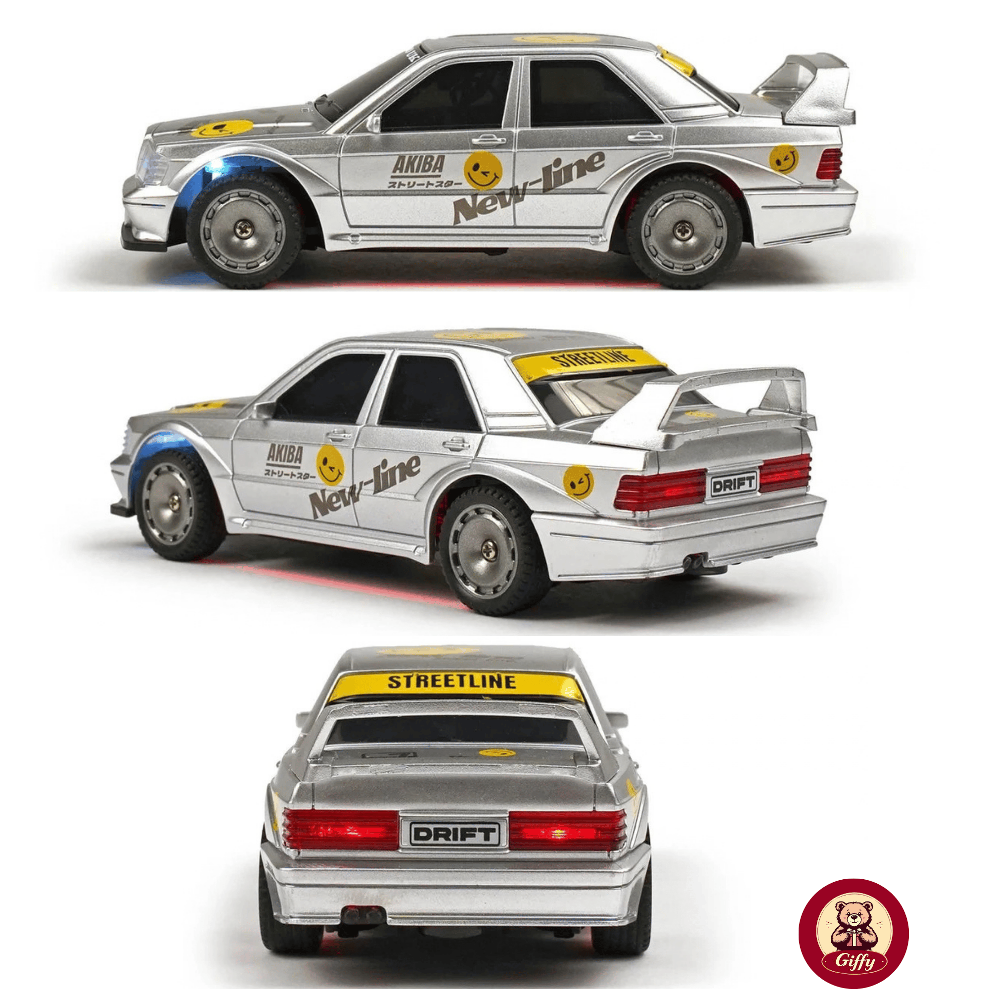 Uzaktan Kumandalı Mini Drift BMW EVO30 Model Araba Dahili Şarjlı Işıklı 4x4 Taşıma Kumandalı Hız Hassasiyetli ve Kademeli ,Kuka ve Drift Tekerleri HEDİYE 1:43 Ölçek (Gümüş)