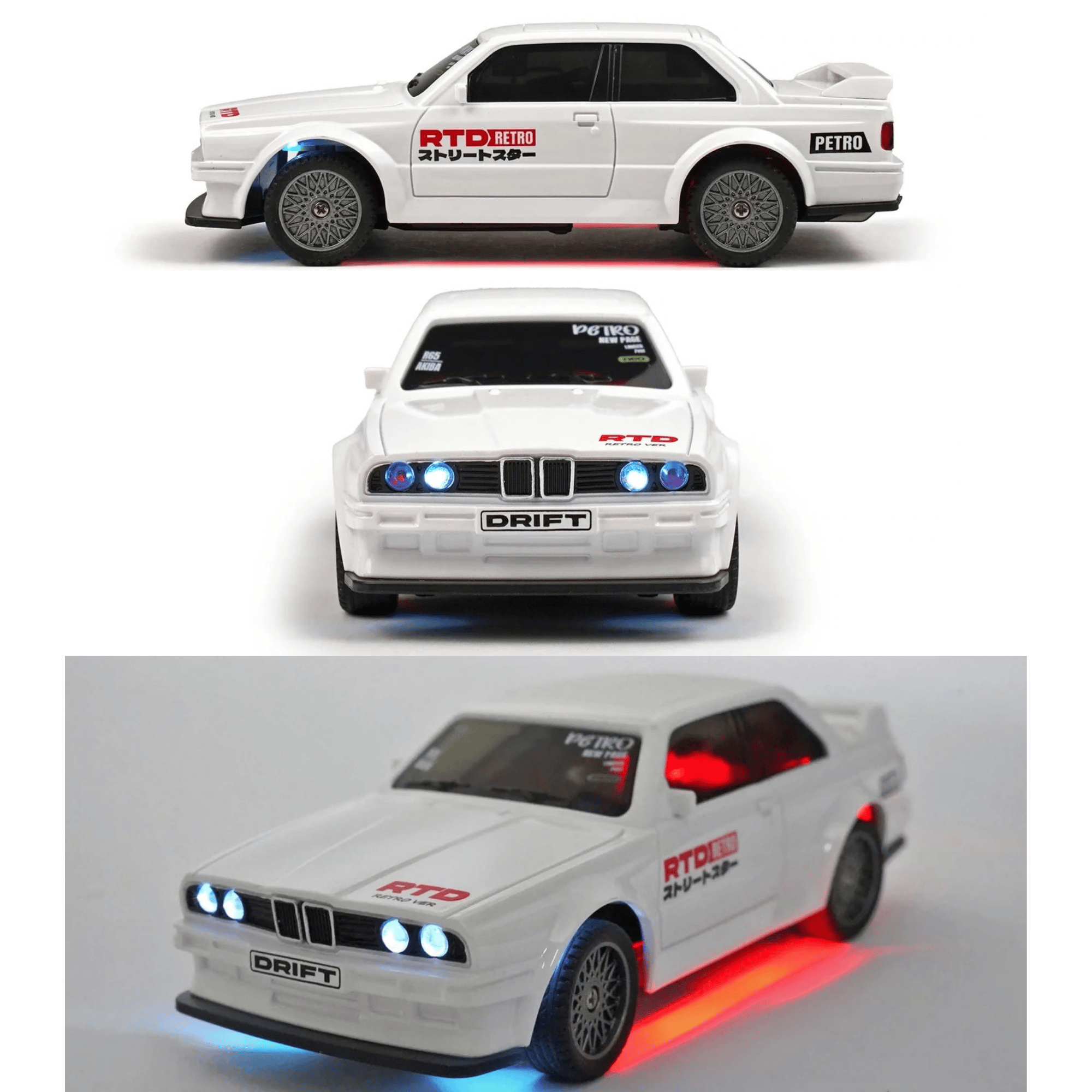 Uzaktan Kumandalı Mini Drift BMW EVO30 Model Araba Dahili Şarjlı Işıklı 4x4 Taşıma Kumandalı Hız Hassasiyetli ve Kademeli ,Kuka ve Drift Tekerleri HEDİYE 1:43 Ölçek (Beyaz)