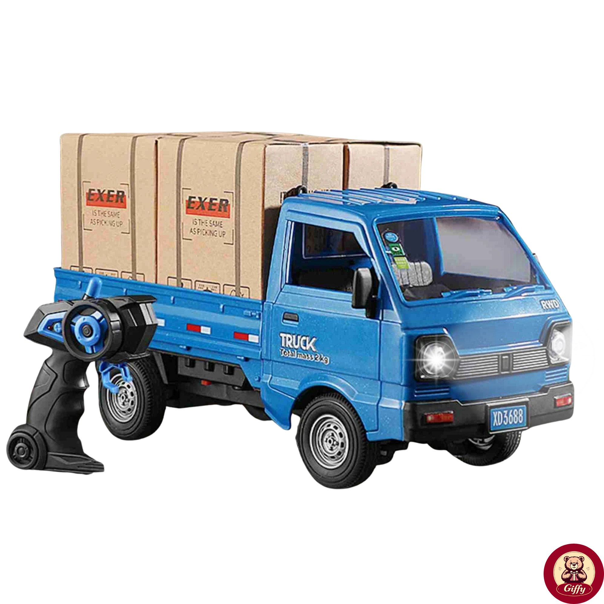 Uzaktan Kumandalı RC Kamyonet ,Yük Taşıma Aracı ,Sesli ,Işıklı ,Şarjlı ,(Pil Hediyeli),2.4 Ghz Araç (Mavi)