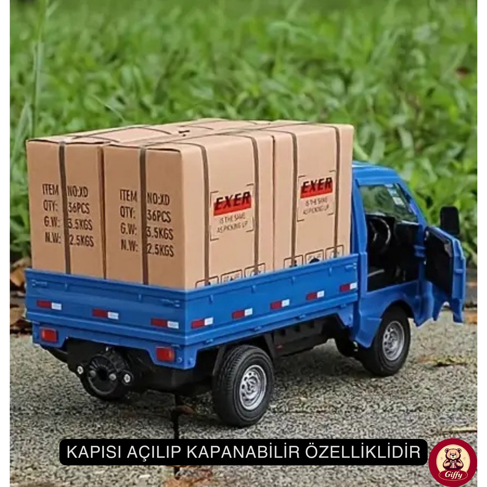 Uzaktan Kumandalı RC Kamyonet ,Yük Taşıma Aracı ,Sesli ,Işıklı ,Şarjlı ,(Pil Hediyeli),2.4 Ghz Araç (Mavi)