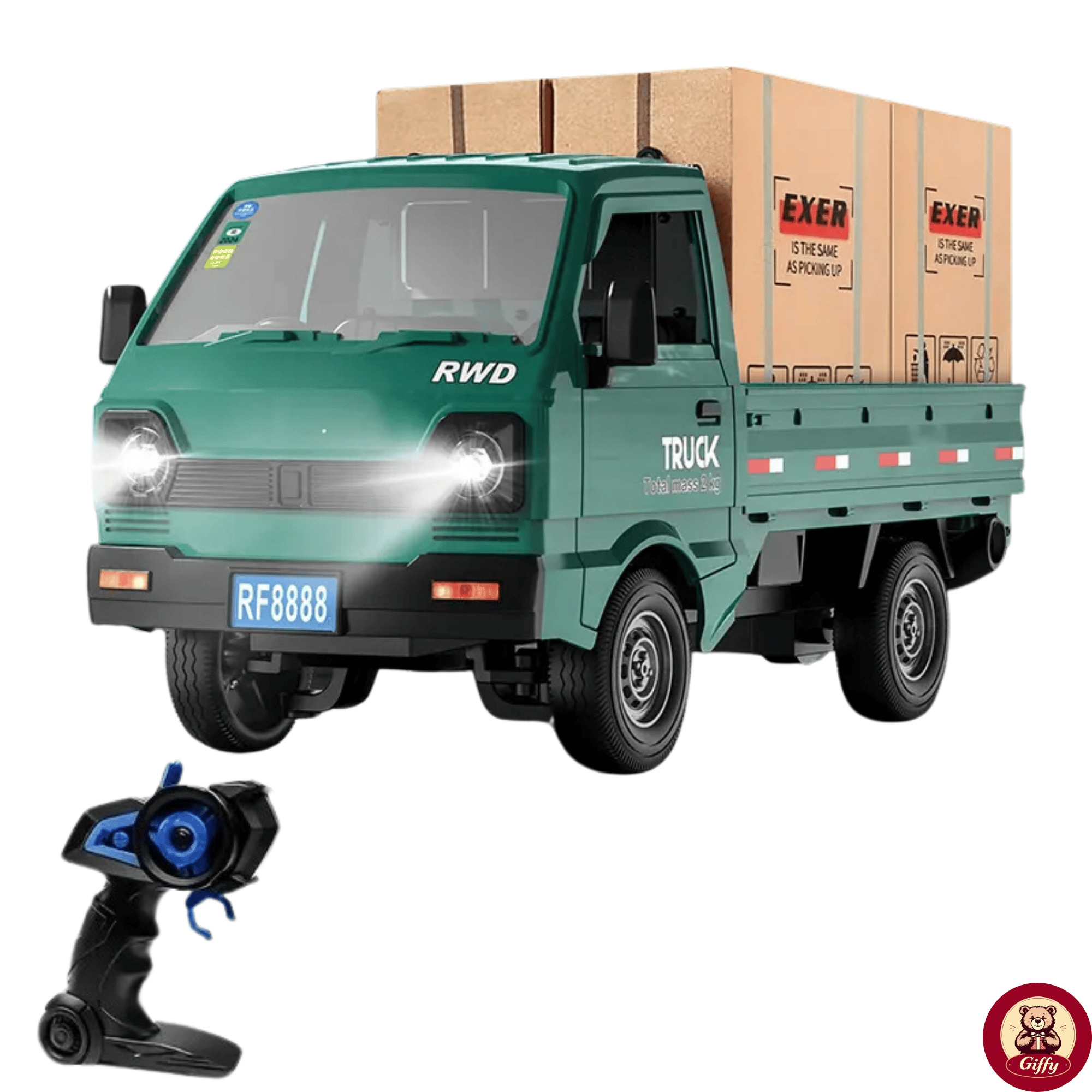Uzaktan Kumandalı RC Kamyonet ,Yük Taşıma Aracı ,Sesli ,Işıklı ,Şarjlı ,(Pil Hediyeli),2.4 Ghz Araç (Yeşil)