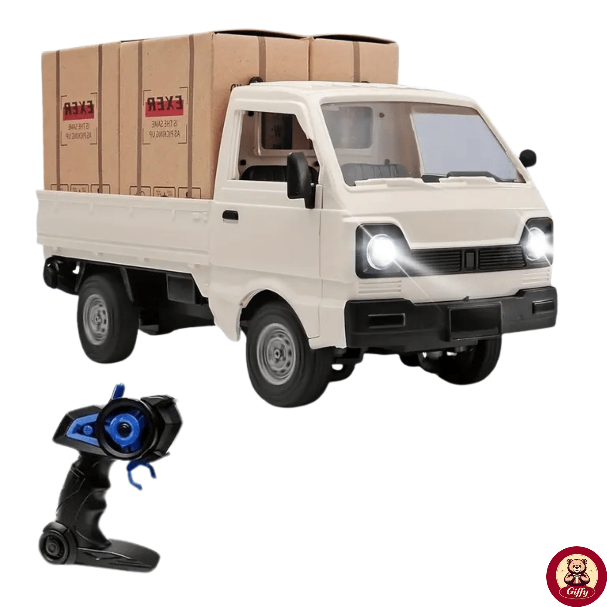 Uzaktan Kumandalı RC Kamyonet ,Yük Taşıma Aracı ,Sesli ,Işıklı ,Şarjlı ,(Pil Hediyeli),2.4 Ghz Araç (Beyaz)