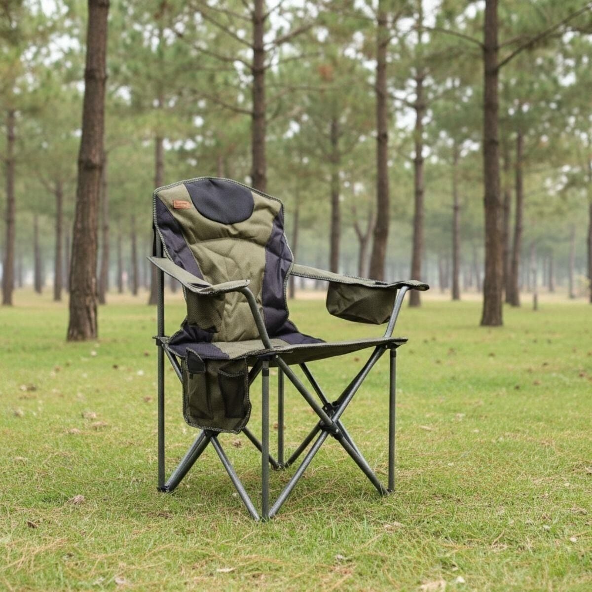2 adet AlphaBack R108 Katlanır Kamp Sandalyesi Shadow Moss + Kamp Masası Seti