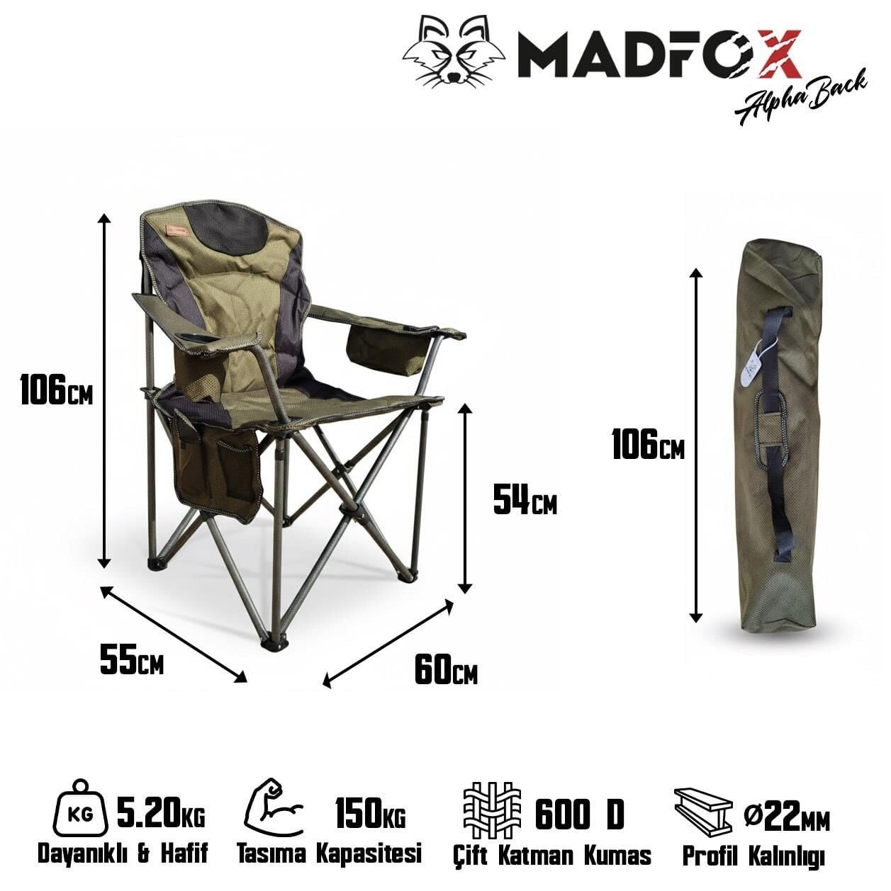 2 adet AlphaBack R108 Katlanır Kamp Sandalyesi Shadow Moss + Kamp Masası Seti