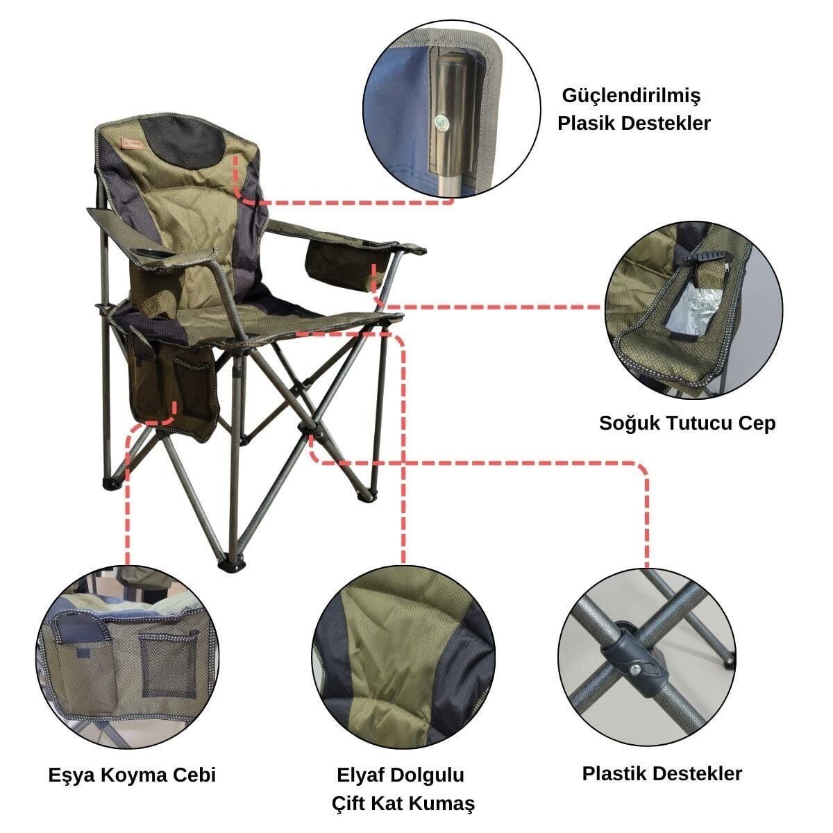 2 adet AlphaBack R108 Katlanır Kamp Sandalyesi Shadow Moss + Kamp Masası Seti