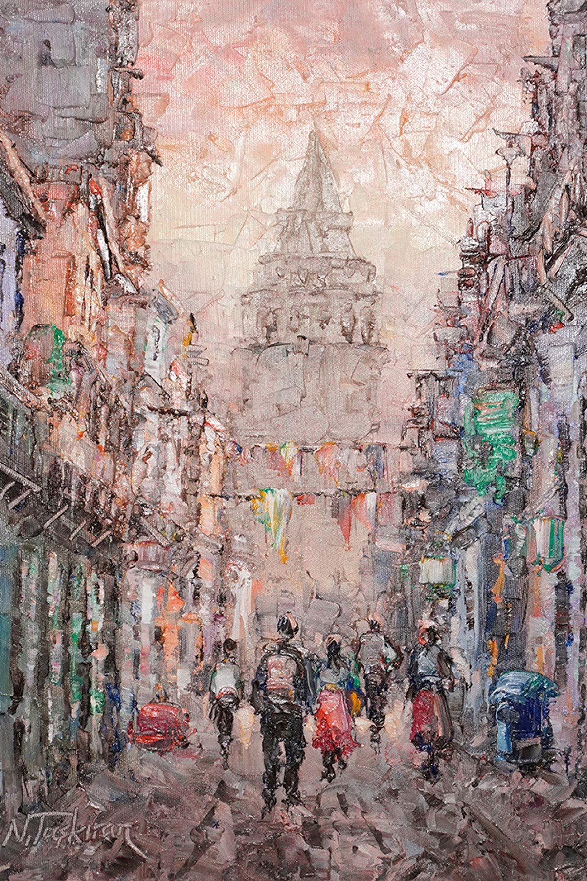 Pembe Gökyüzü Altında Galata Kulesi