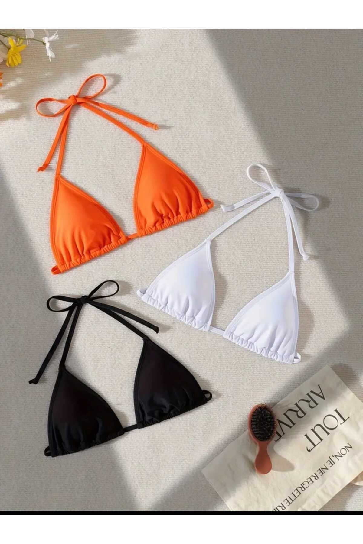 3 Lü Ayrı Renk Bikini Üstü