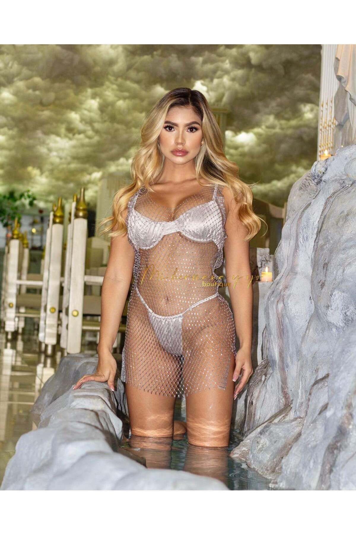 Aleda kristal taşlı pareo