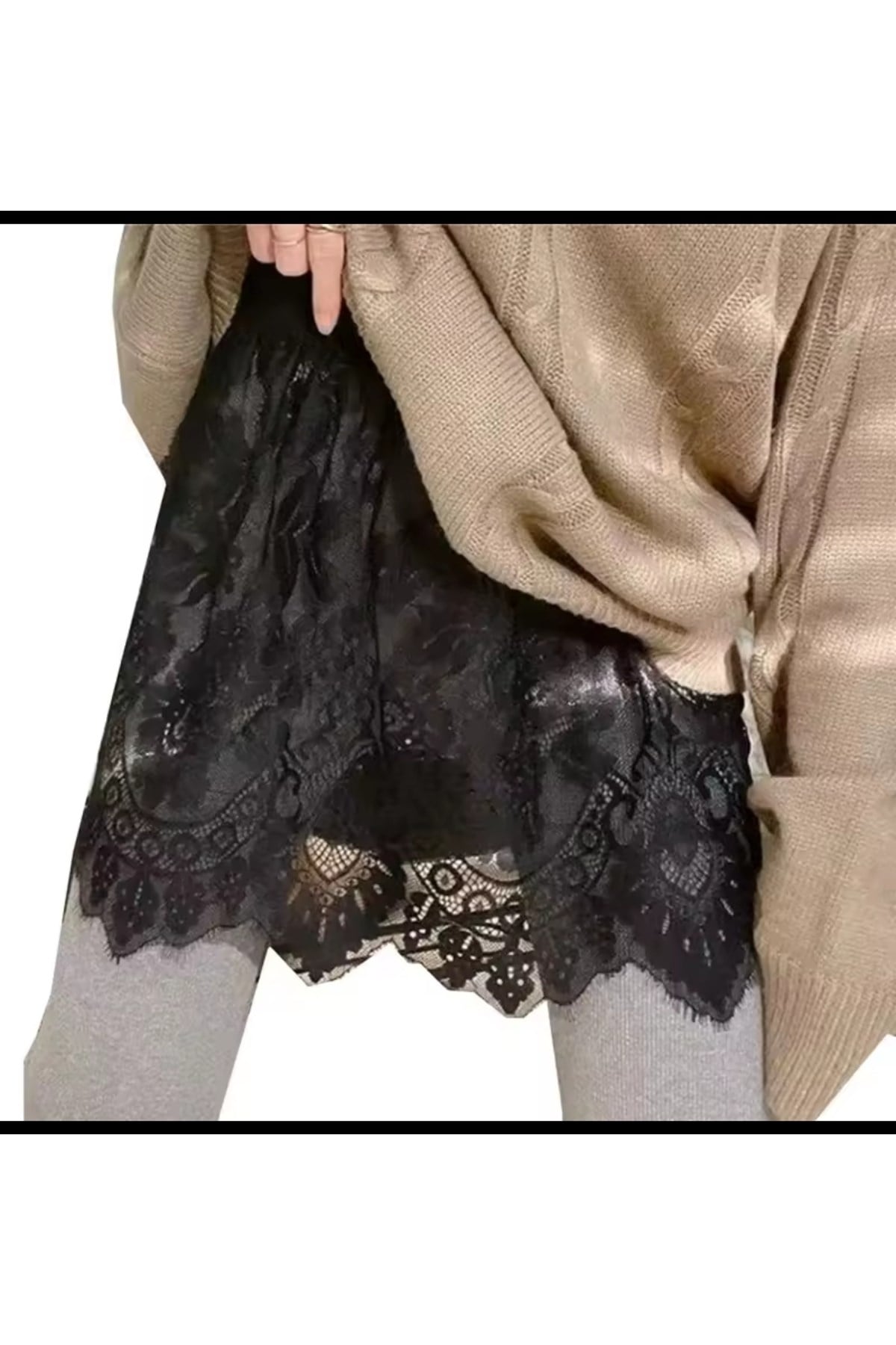 Alt kombin için Dantel detaylı etek