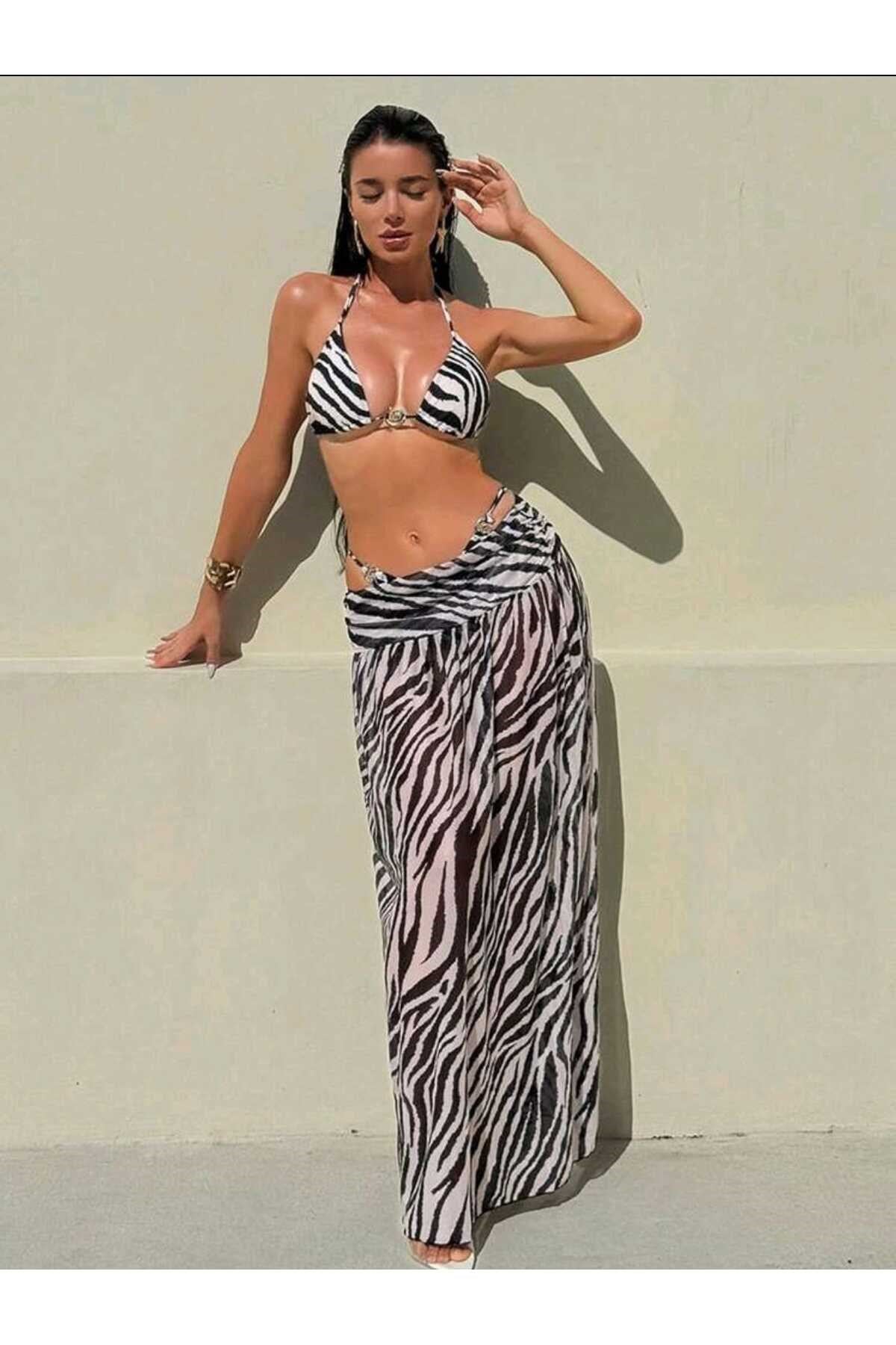 Belila zebra bikini pareo set