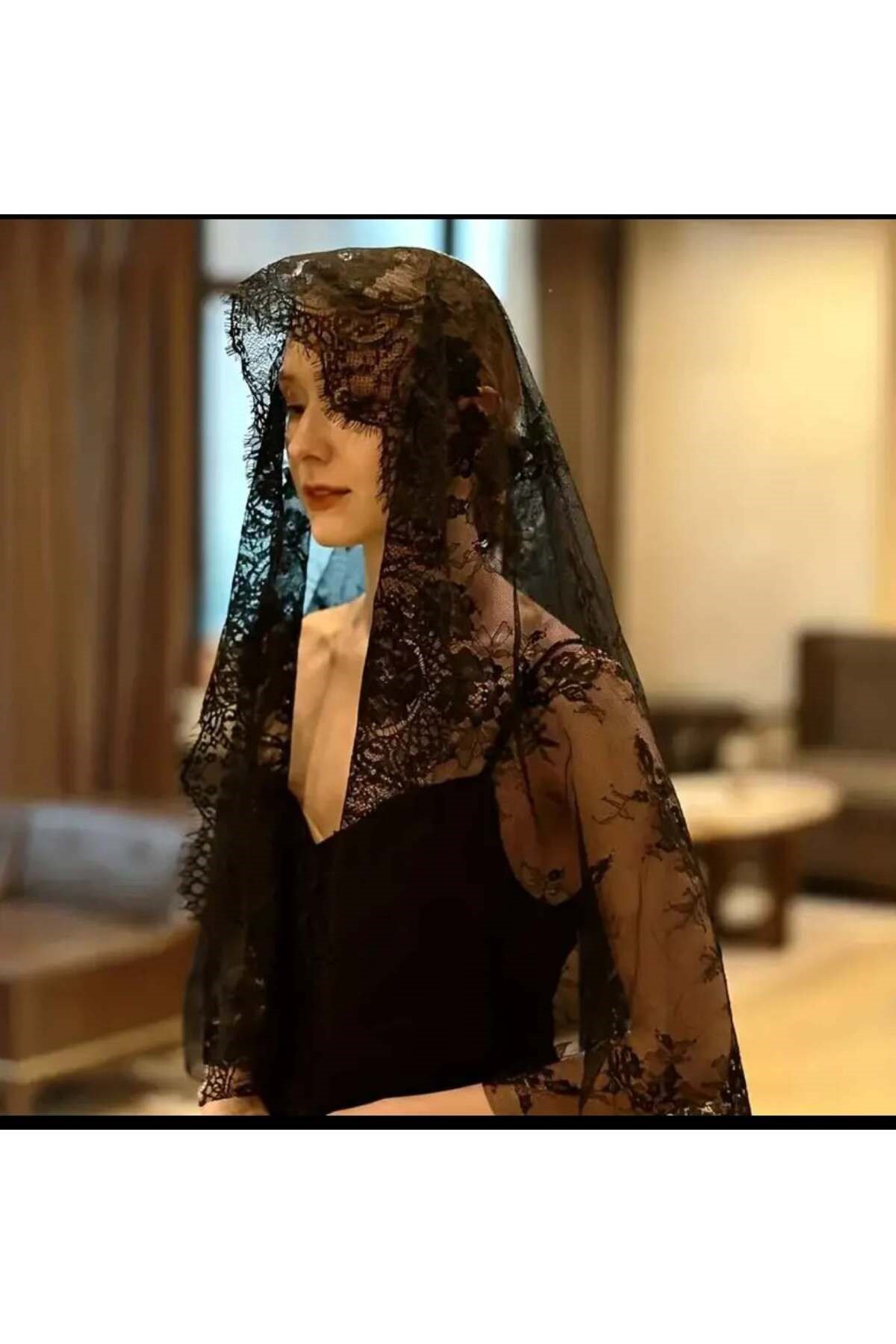 Blackdiomand vintage esintili mantilla duvağı