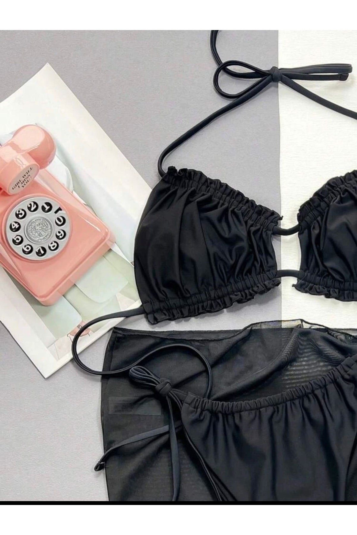 Büzgülü Bikini Pareo Set