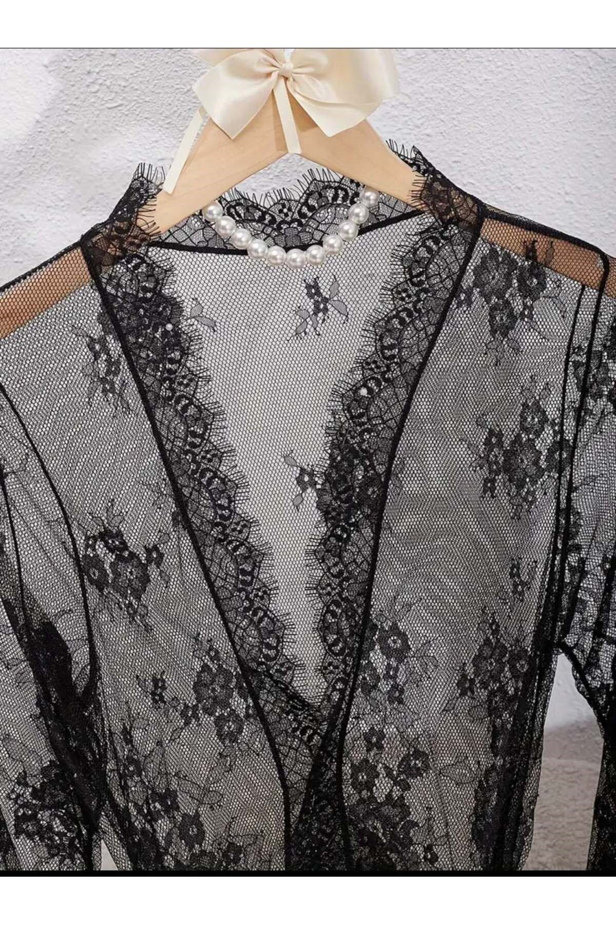 Çiçek dantelli pareo kuşak set