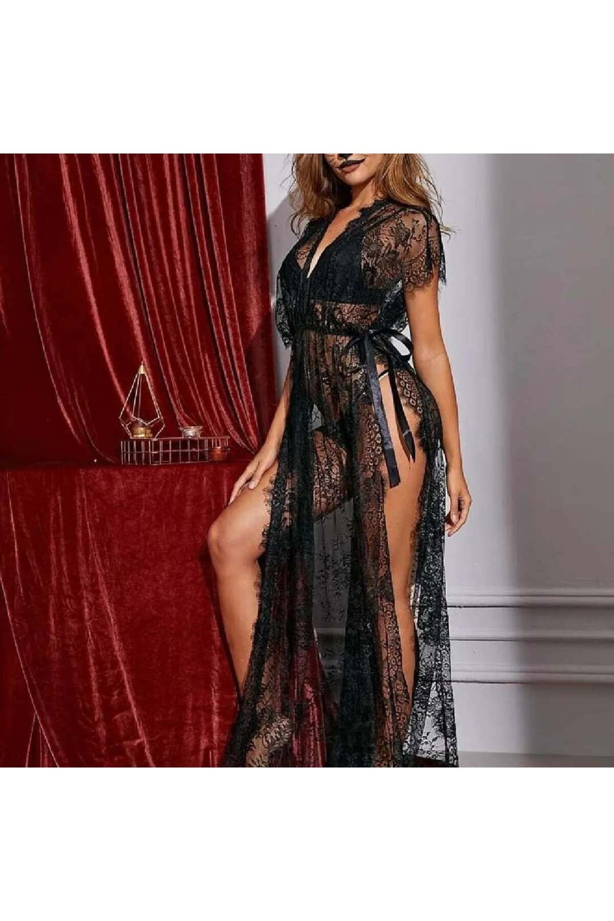 Dantel detaylı kimono