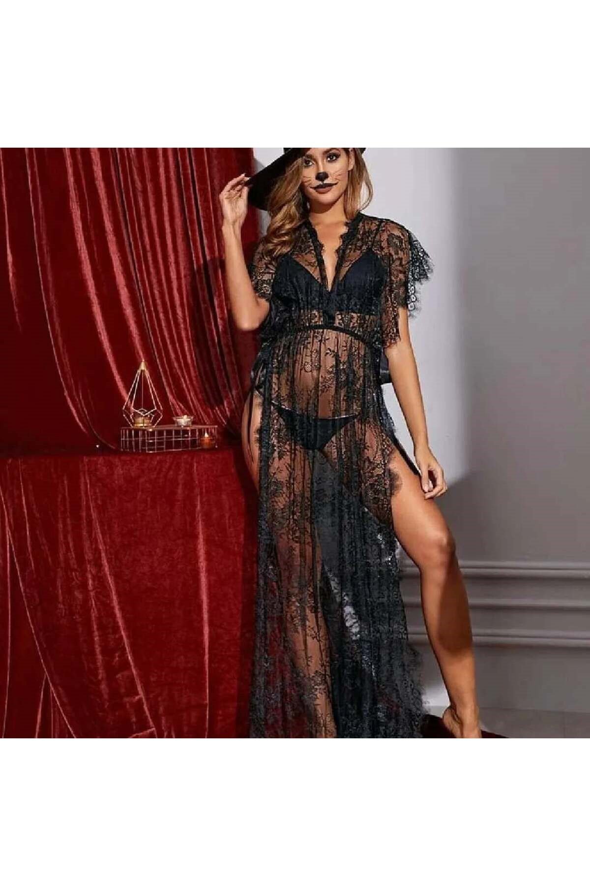 Dantel detaylı kimono
