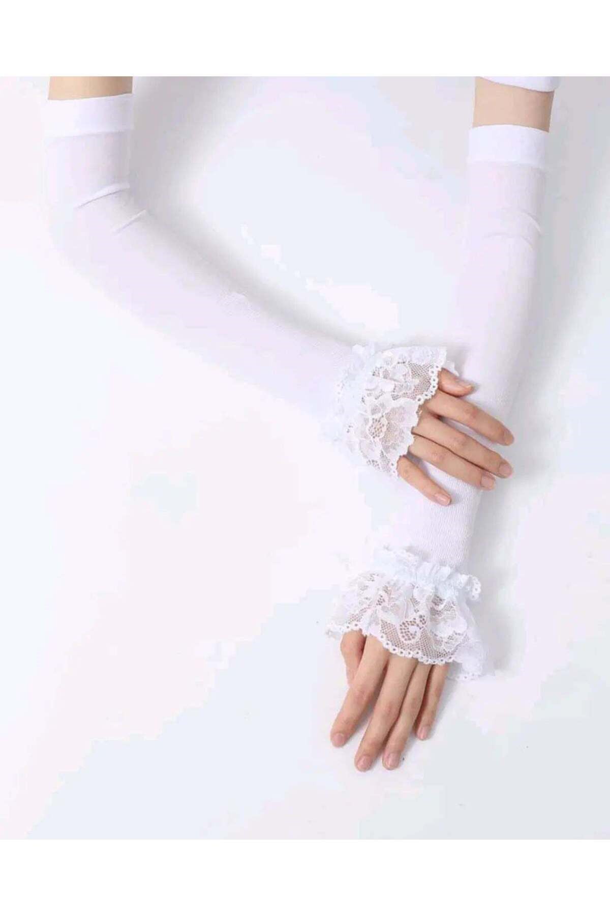 Dantel detaylı kolluk eldiven