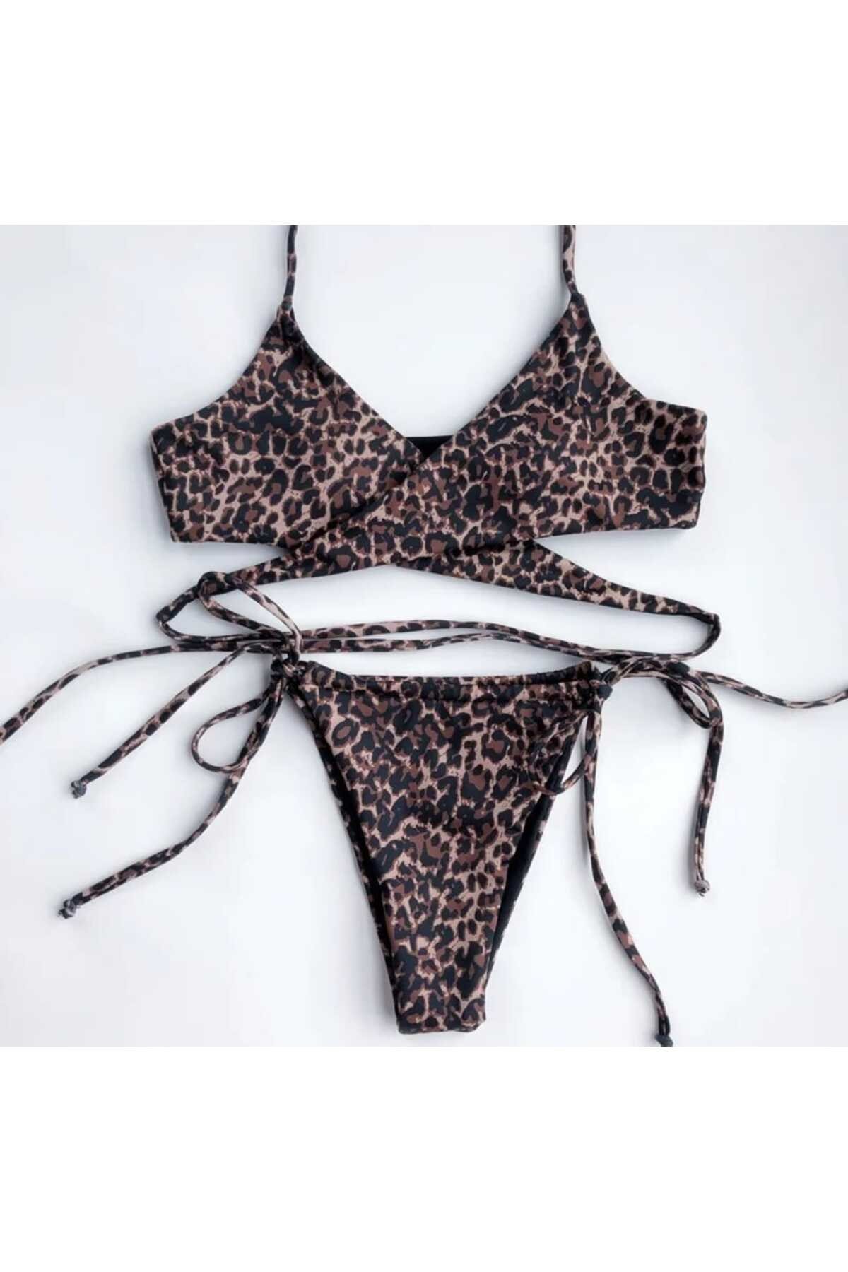Ekvador leopar bikini takım