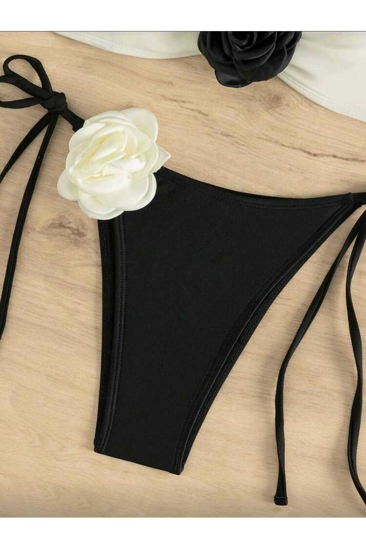 Gül detaylı bikini takım
