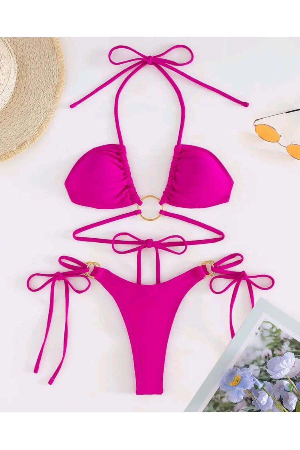 Halka detaylı bikini takımı