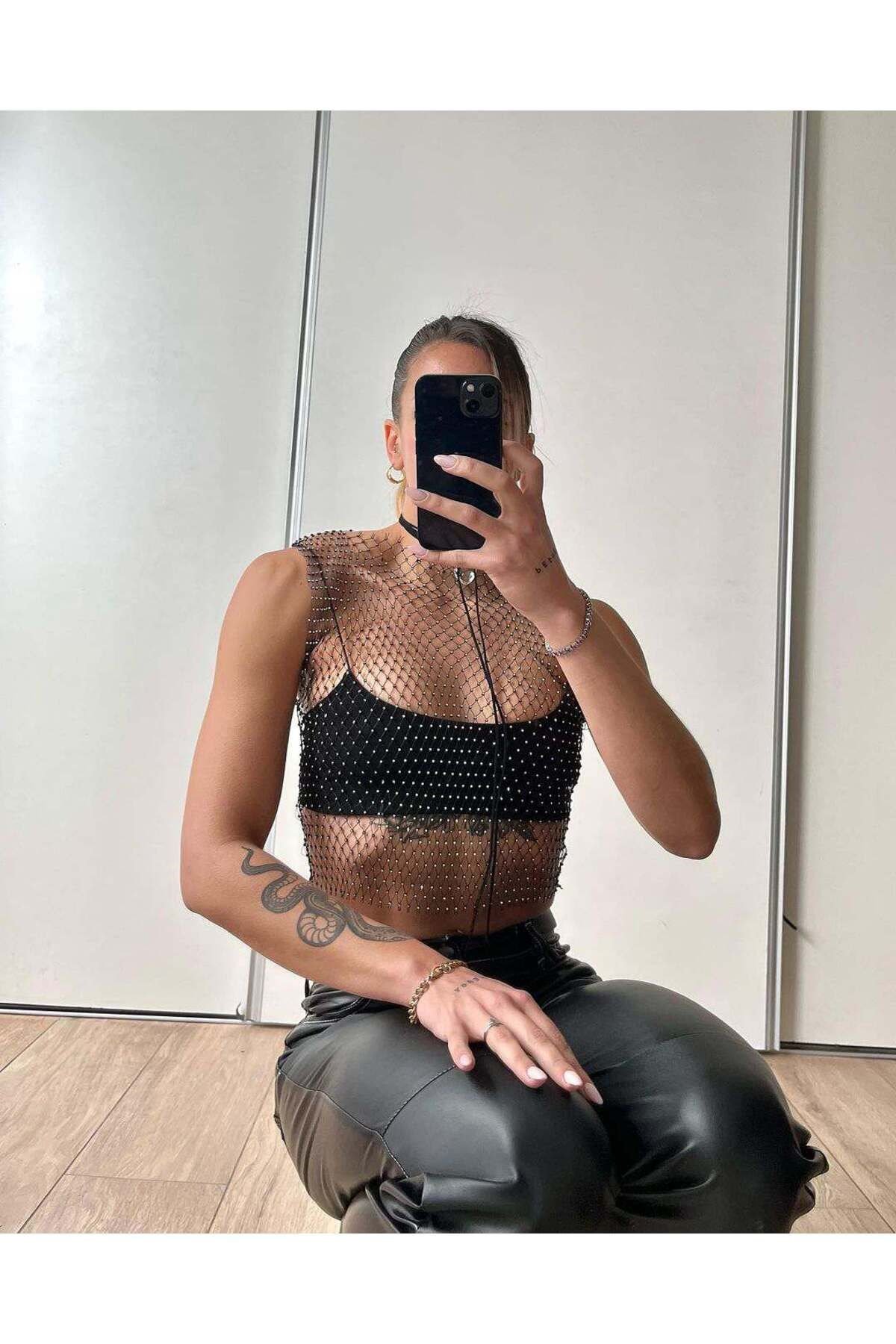 Kristal taşlı büstiyer pareo