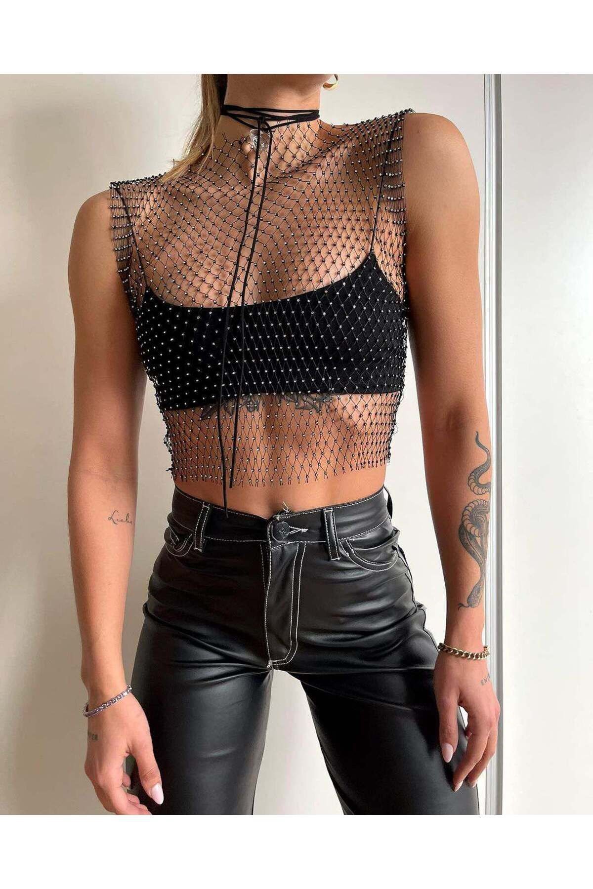 Kristal taşlı büstiyer pareo