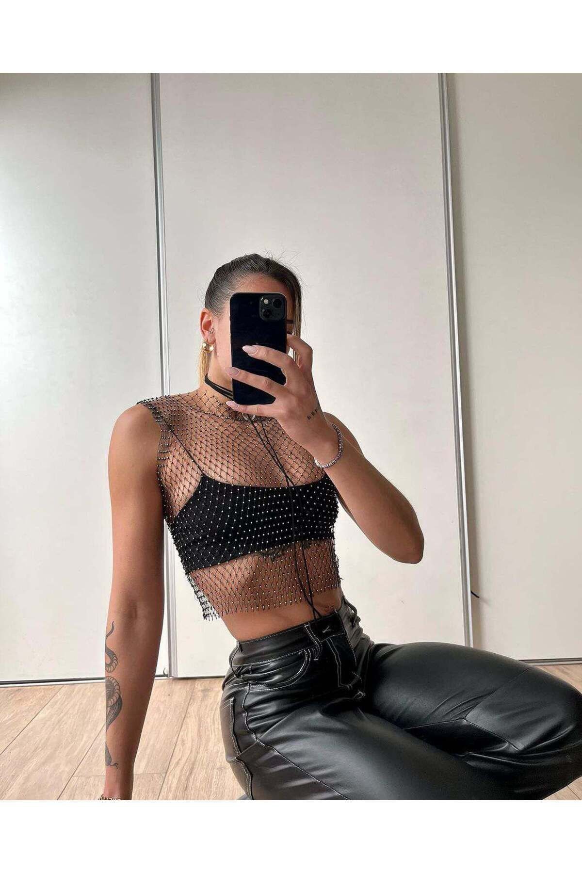 Kristal taşlı büstiyer pareo