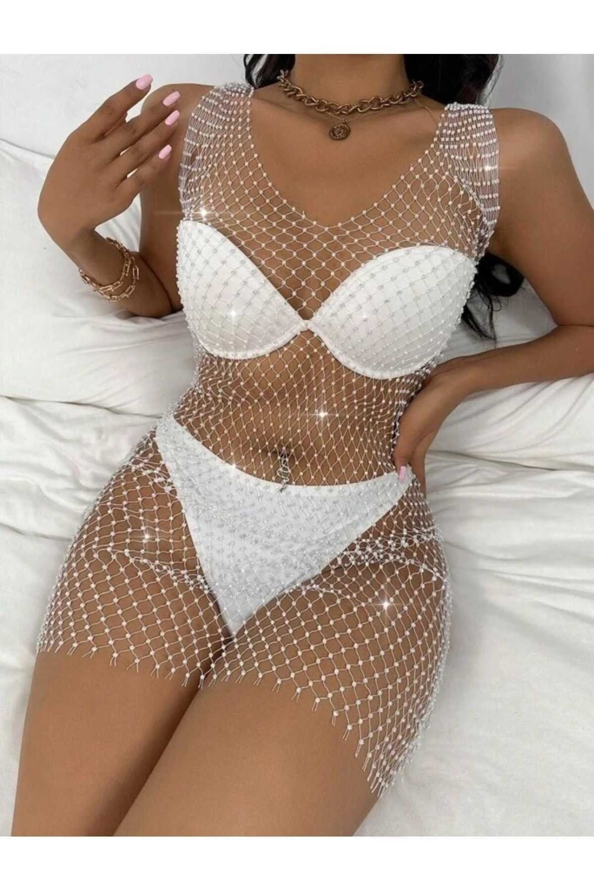 Kristal taşlı pareo stokta