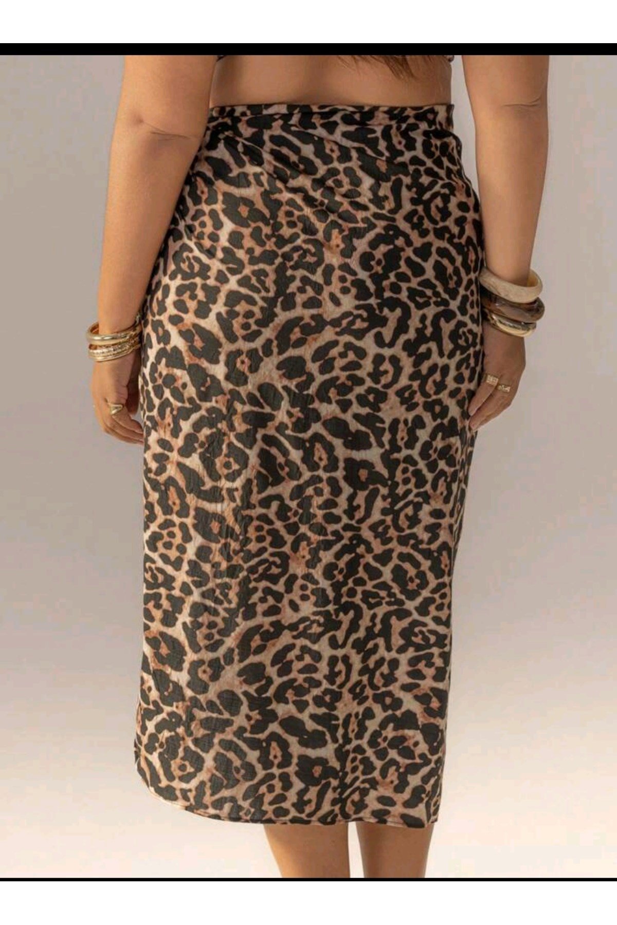 Leopar desenli pareo etek