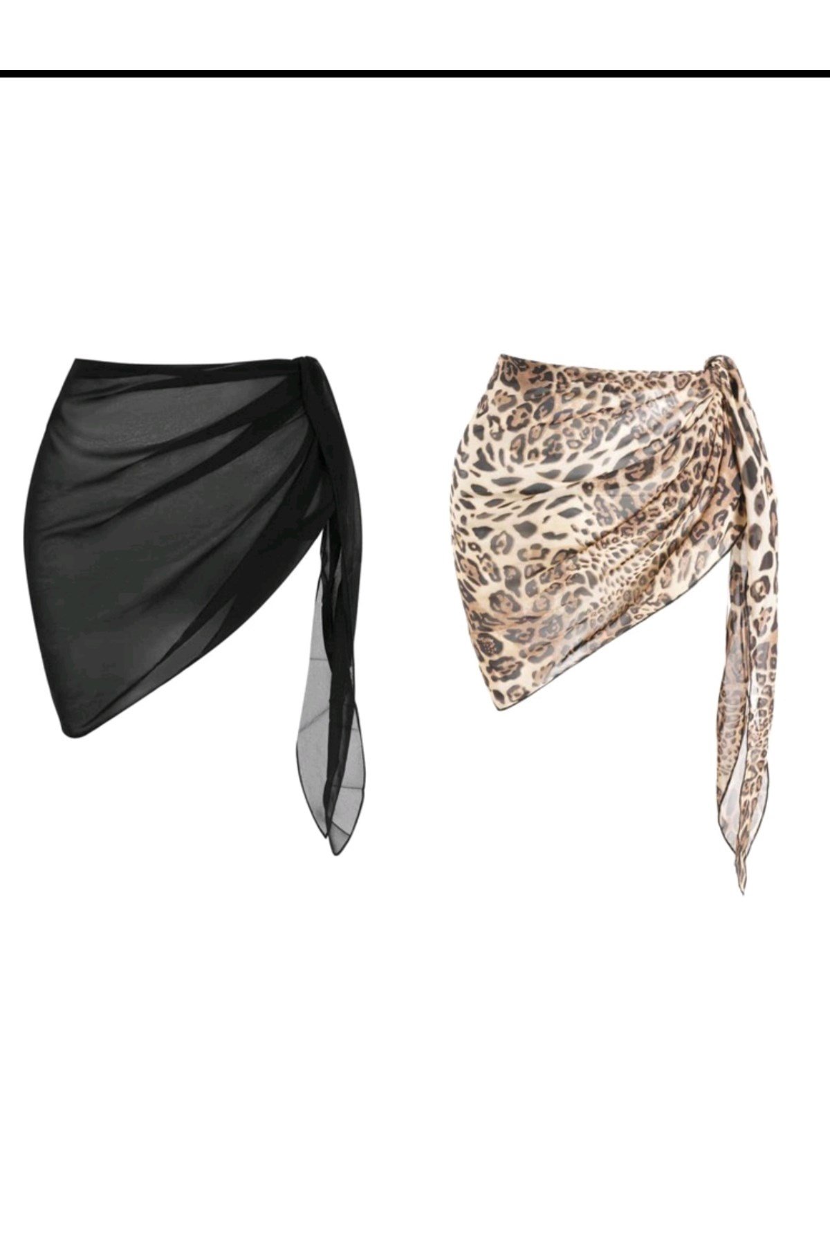 Leopar ve siyah renk 2li pareo set