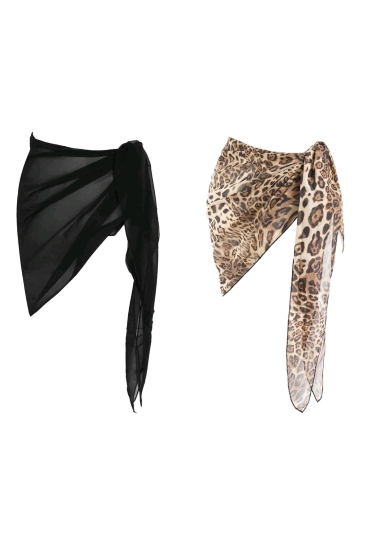 Leopar ve siyah renk 2li pareo set