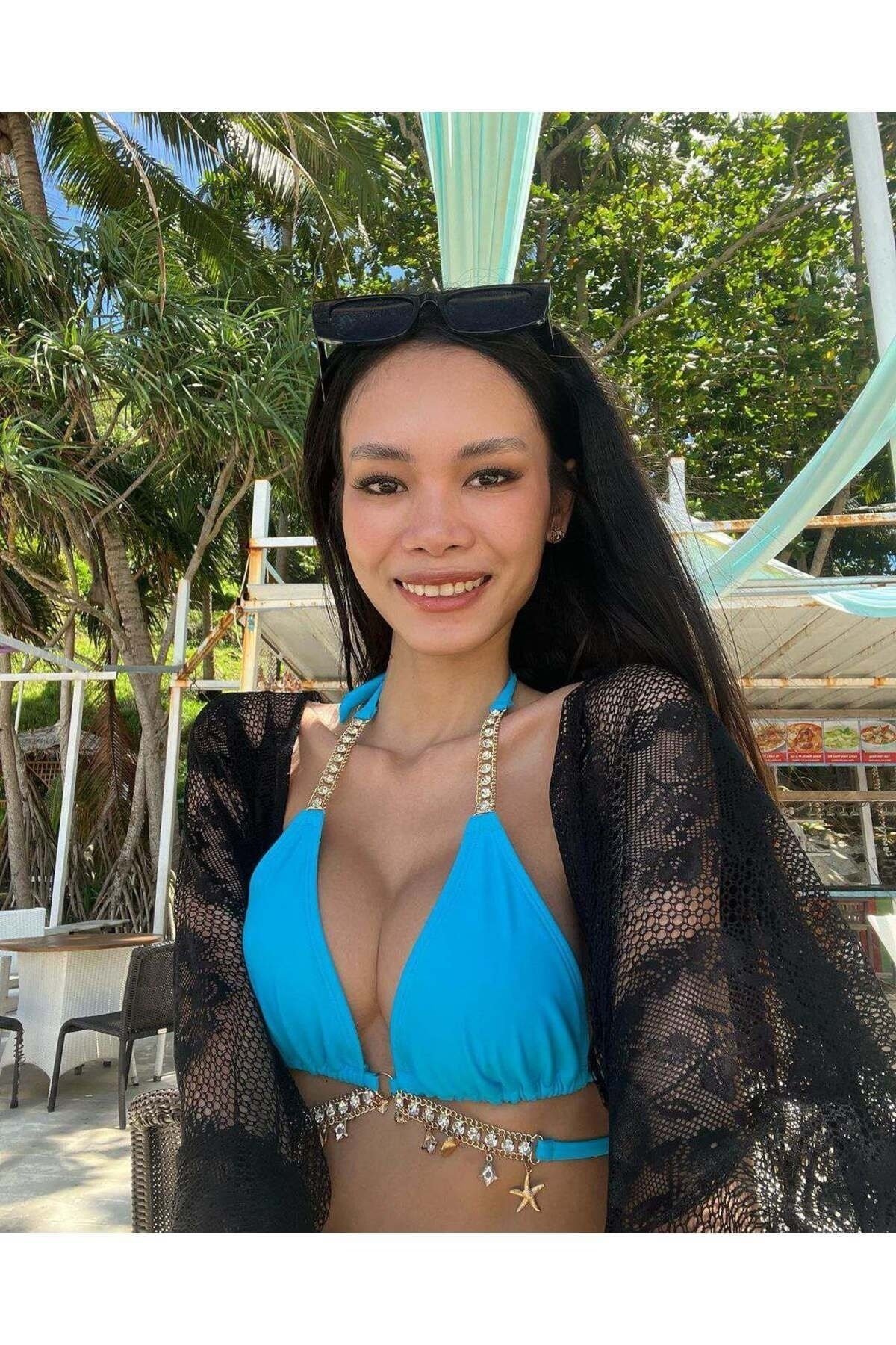 Linda modern aksesuar detaylı bikini üstü