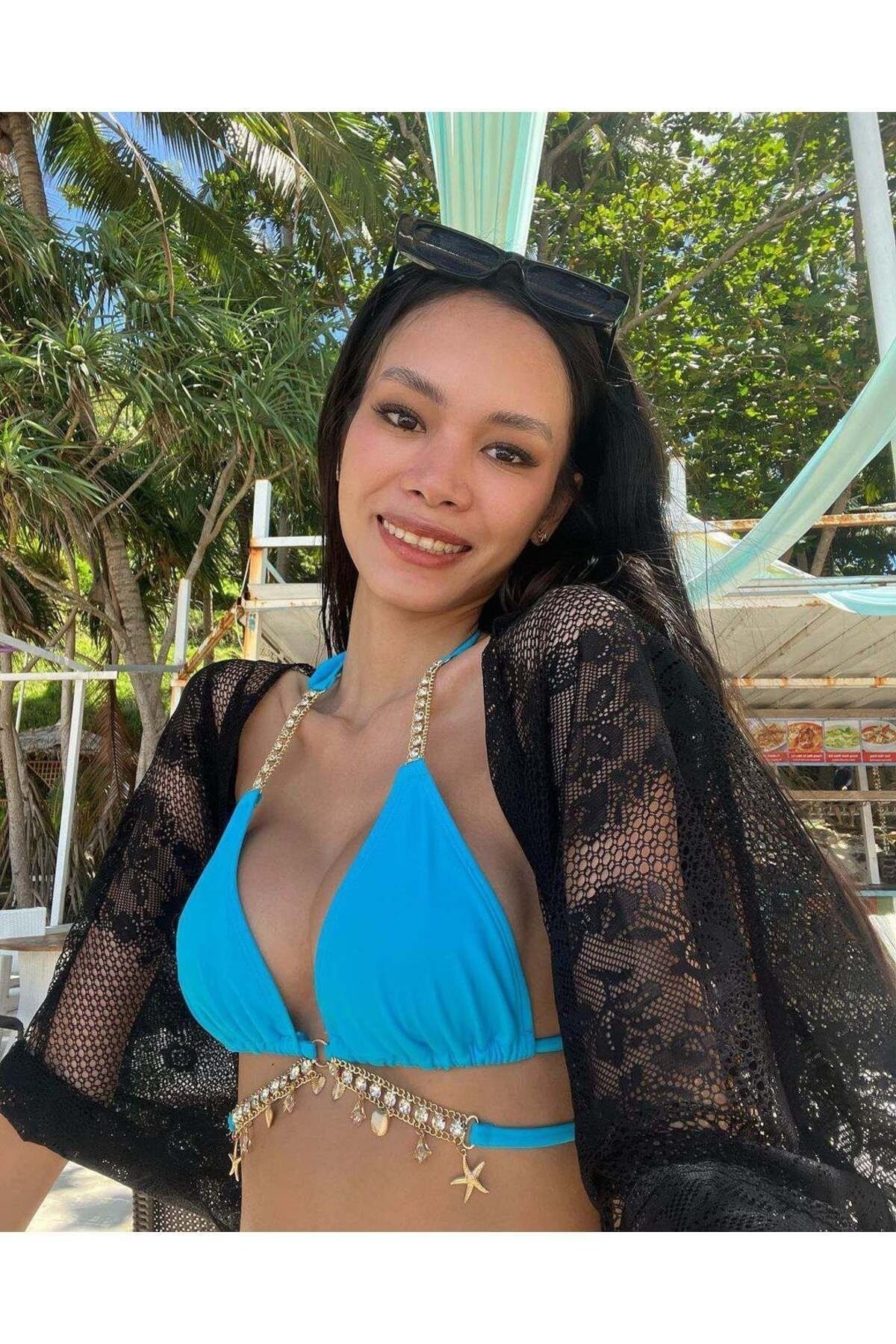 Linda modern aksesuar detaylı bikini üstü