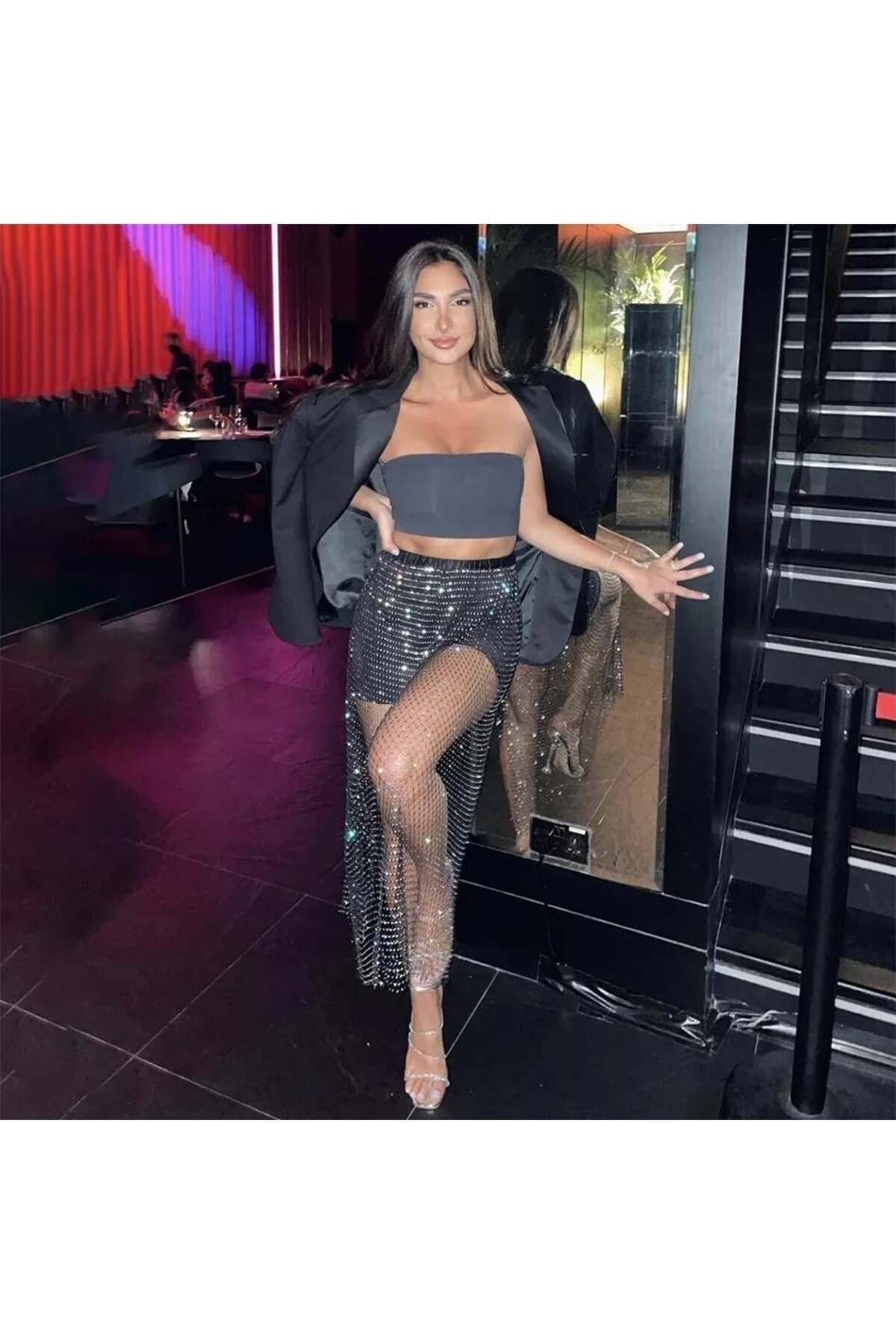 Lucia kristal taşlı etek