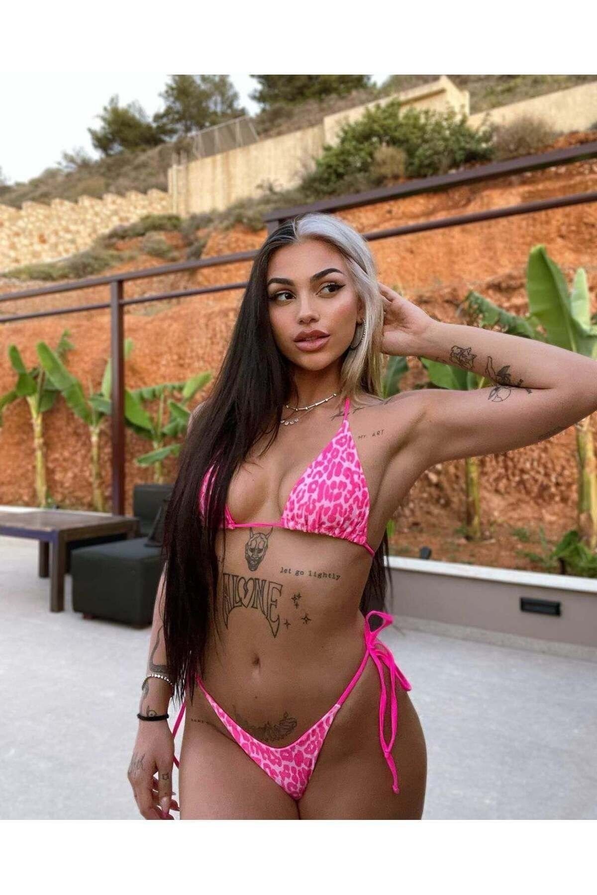 Neopembe zebra bikini takım