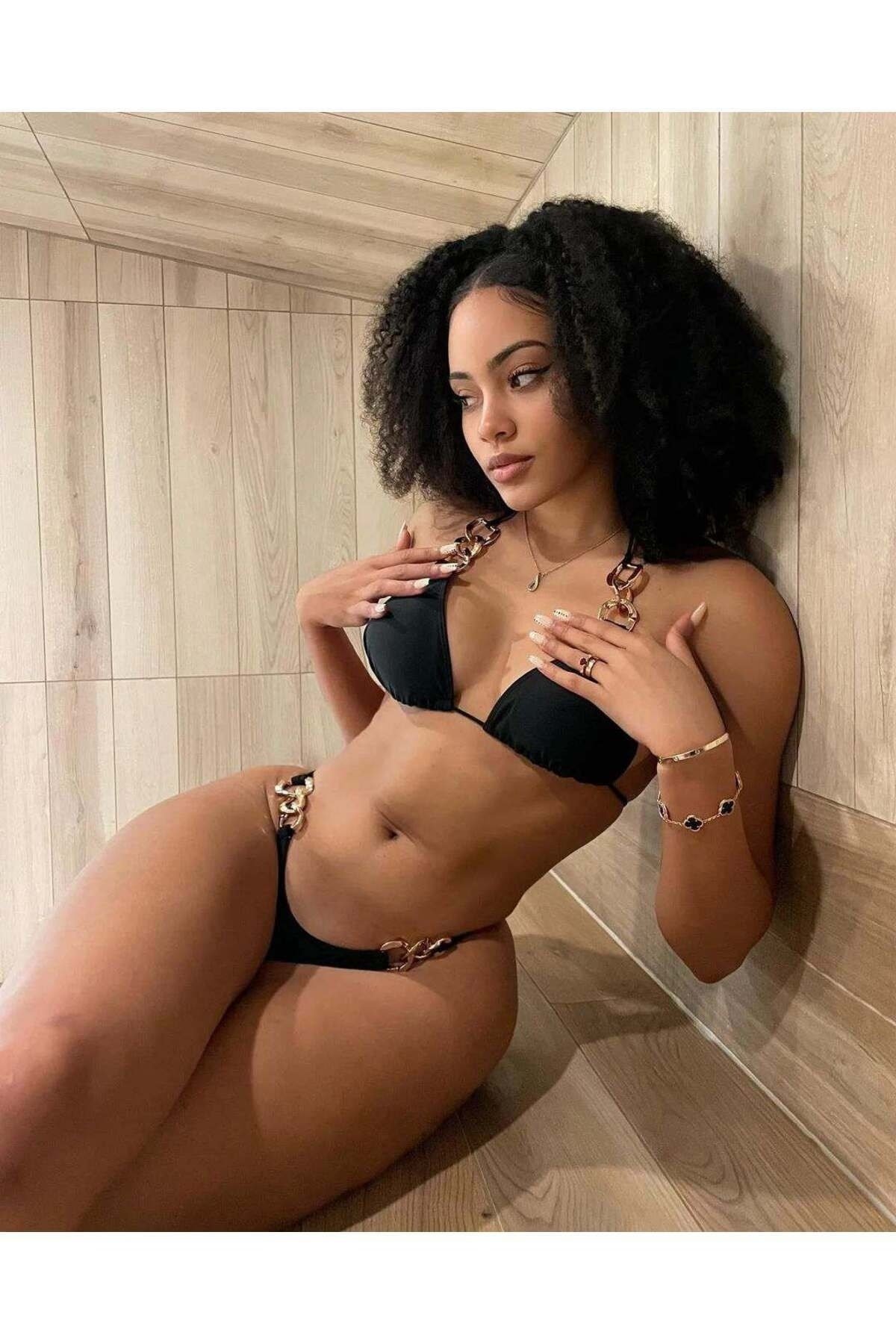 Siman zincir detaylı bikini takım