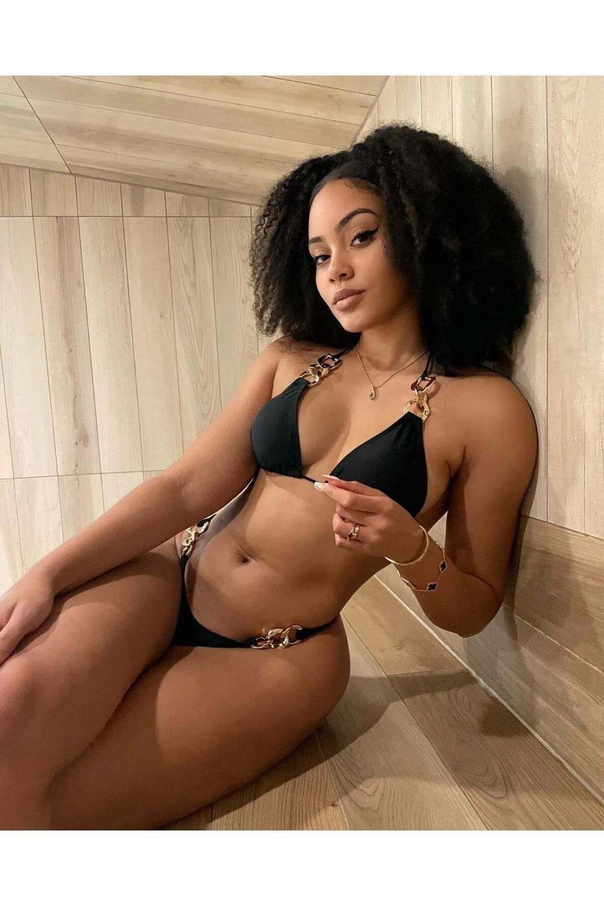 Siman zincir detaylı bikini takım