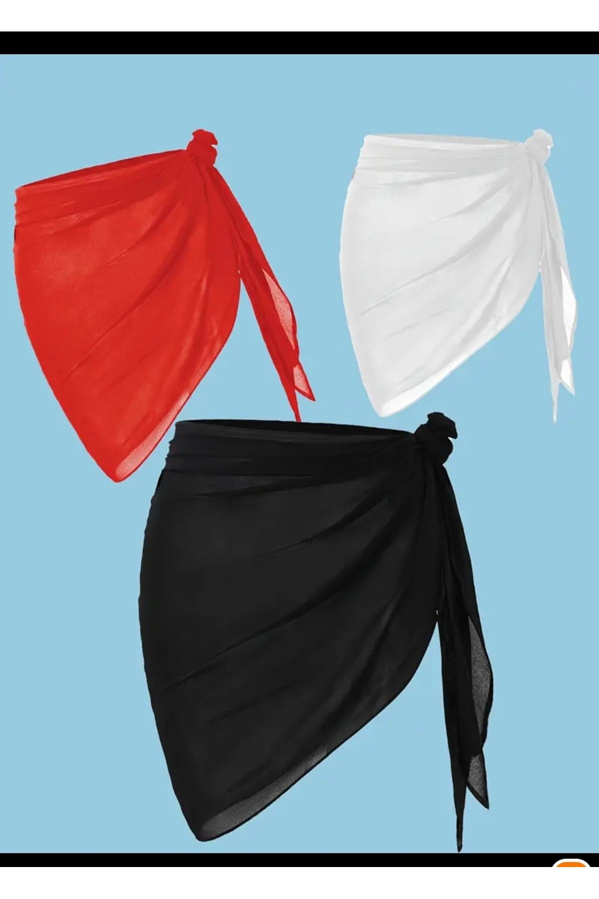 Siyah beyaz leopar 3 set halinde şifon pareo etek
