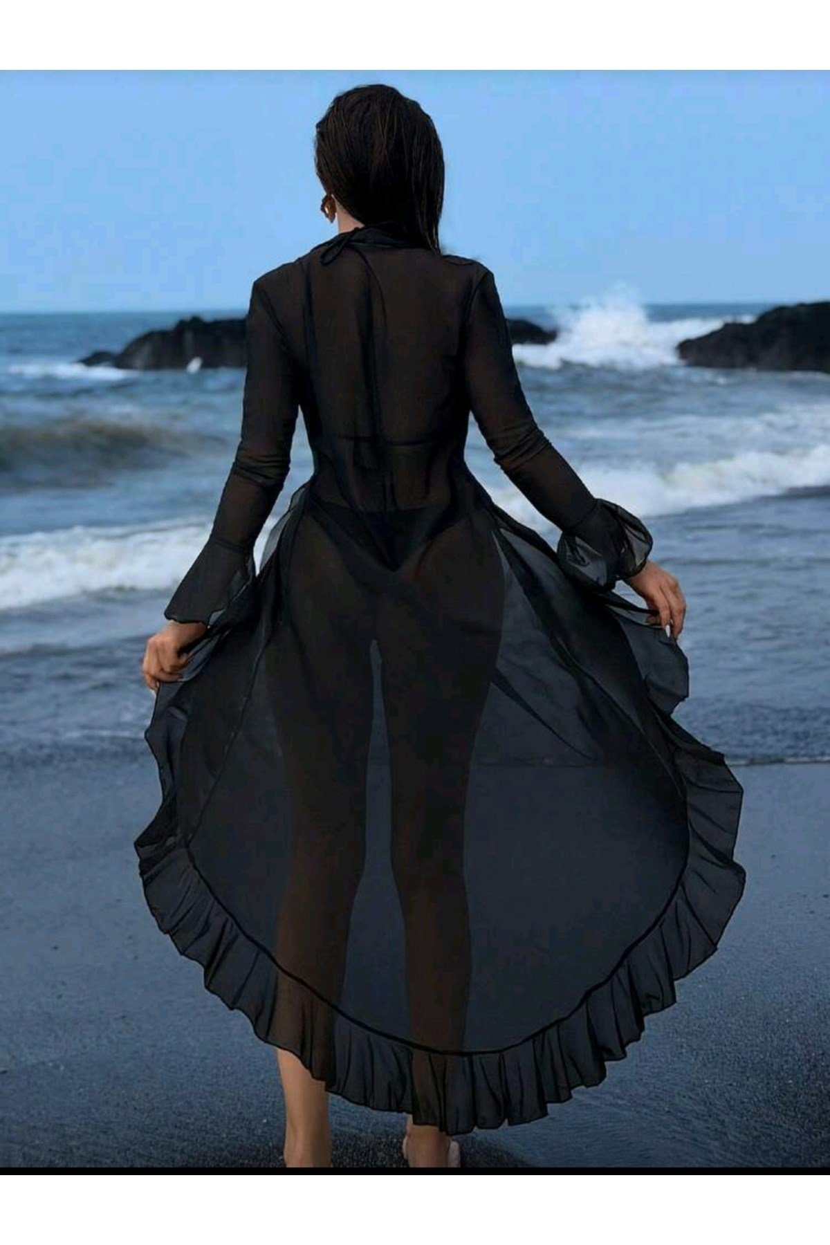 Siyah plaj pareo