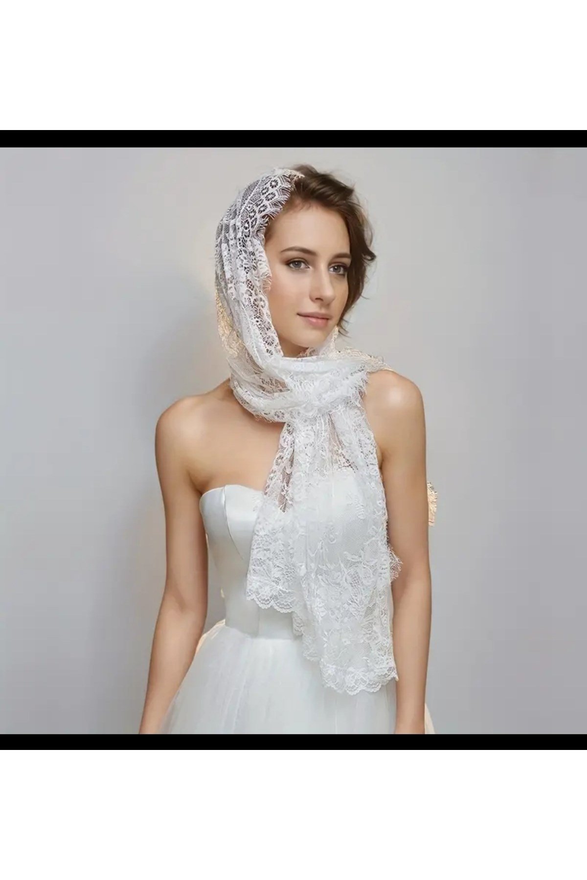 Vintage esintili mantilla şal örtü