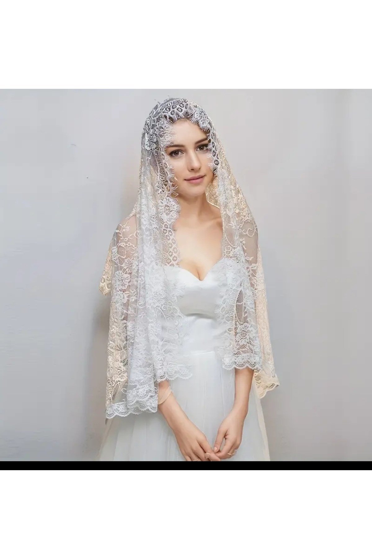 Vintage esintili mantilla şal örtü