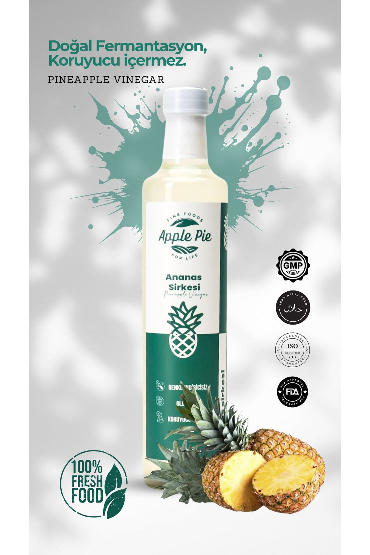 Ananas Sirkesi 500 ml Doğal Fermantasyon Taze Üretim Pineapple Vinegar