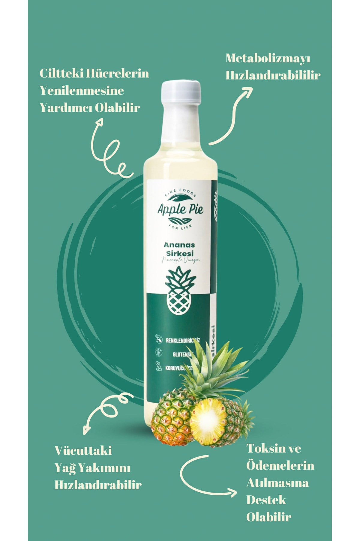 Ananas Sirkesi 500 ml Doğal Fermantasyon Taze Üretim Pineapple Vinegar